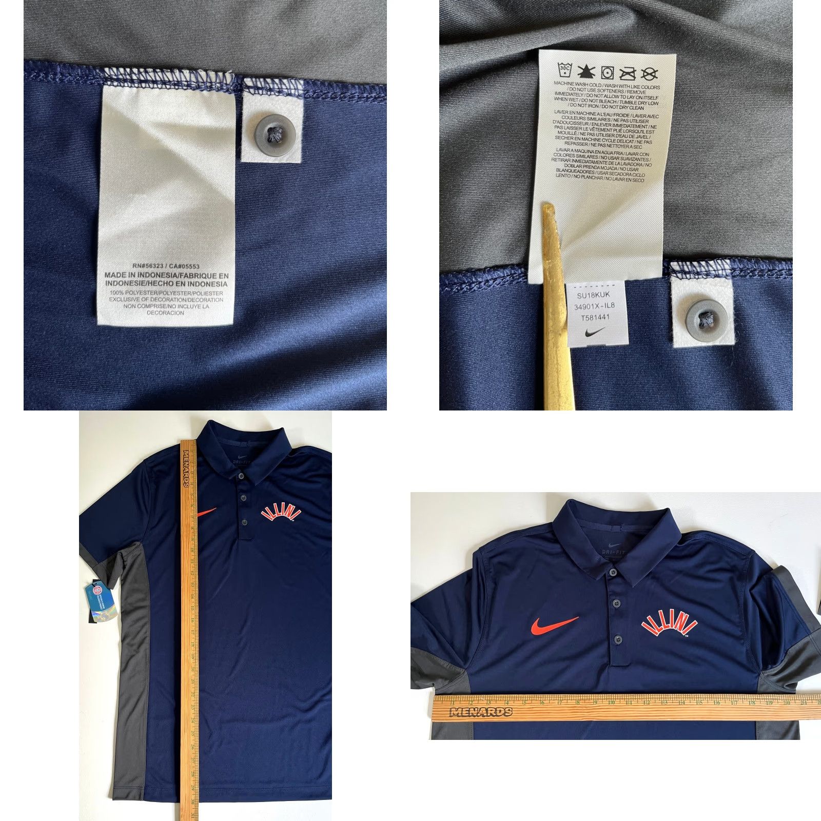 Nike NWT Nike Illinois Fighting Illini Vault Performance Polo Shirt M Shirt Mens Navy Dri-Fit Logo University Vault Polo Size US M / EU 48-50 / 2 - 9 Thumbnail