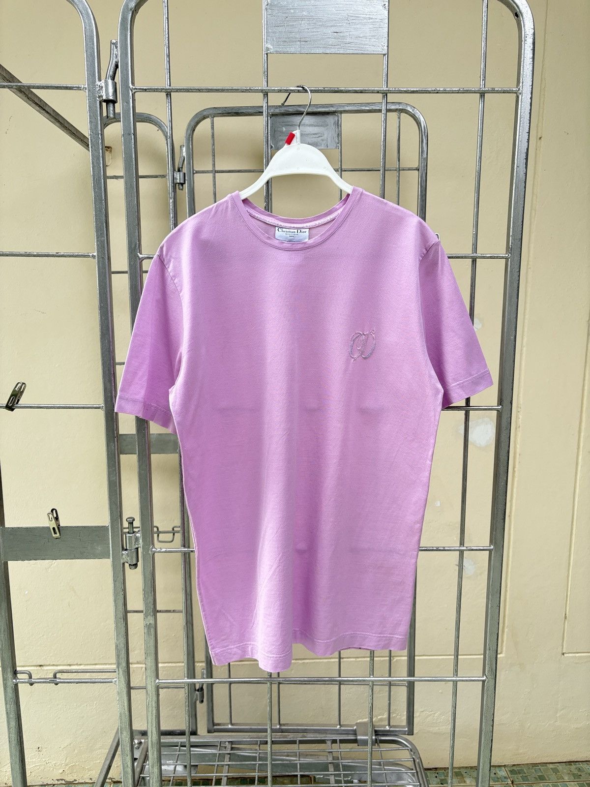 Dior Christian Dior CD embroidery logo pink tee Size S / US 4 / IT 40 - 1 Thumbnail