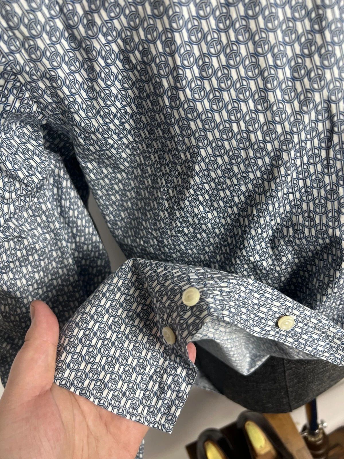 Eton Eton Contemporary Shirt Long Sleeve Blue White Abstract Size US XL / EU 56 / 4 - 6 Thumbnail