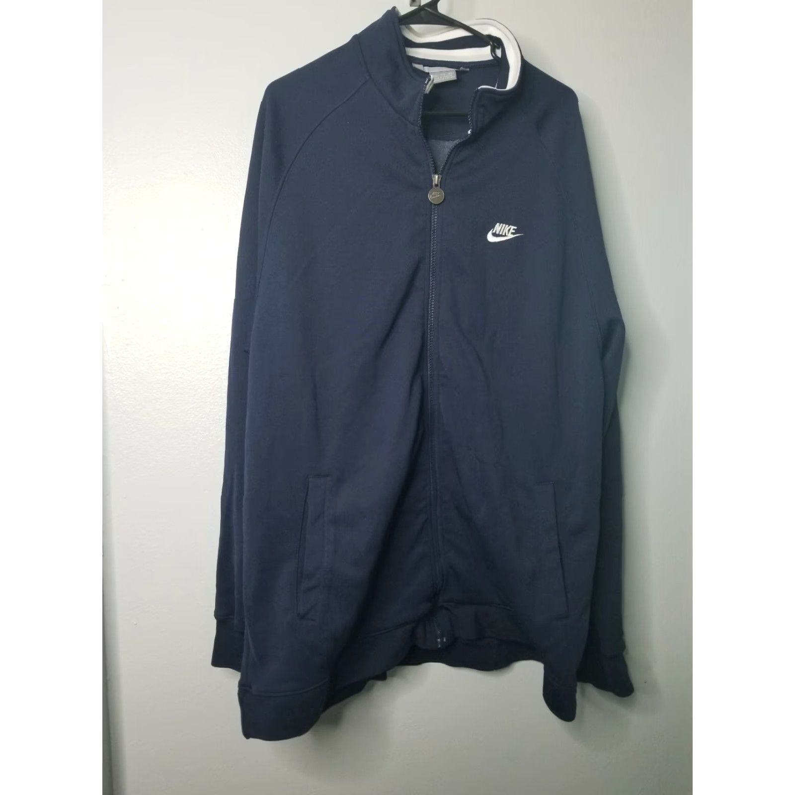 Nike Nike Track Jacket Mens 2XL Navy Blue Vintage 1990s Spell Out Athletic Outerwear Size US XXL / EU 58 / 5 - 7 Thumbnail