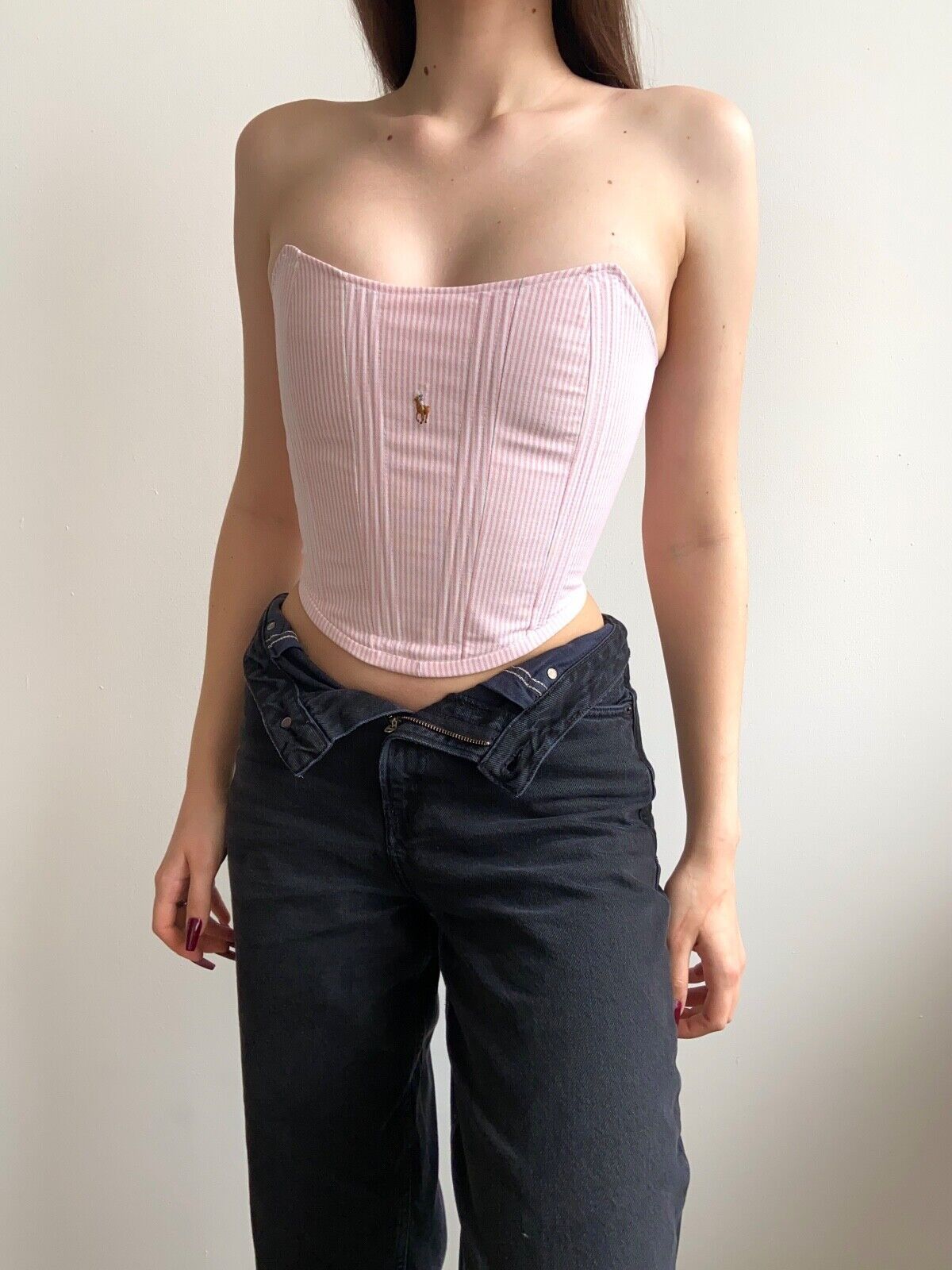Handmade Handmade Polo Ralph Lauren Sriped Pink Crop Top Corset Size S / US 4 / IT 40 - 10 Thumbnail