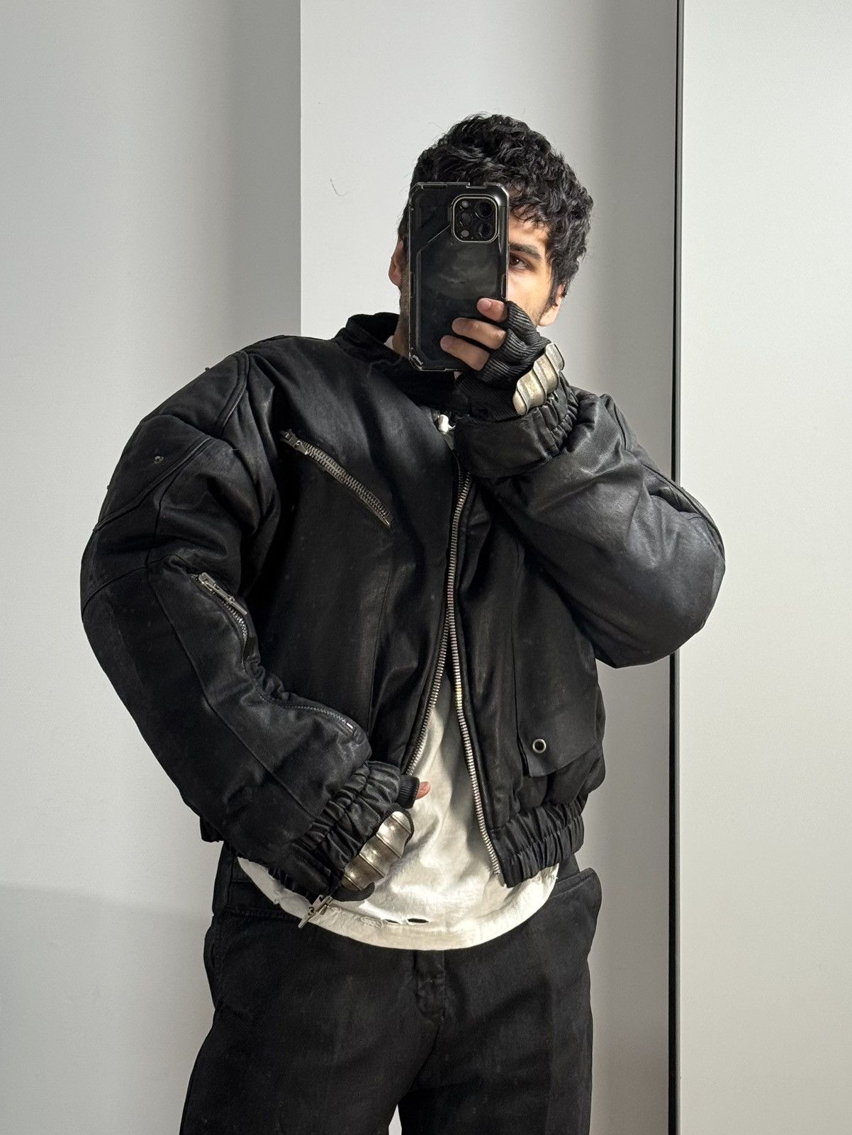 SHINE LUXURY RARE Shine Luxury “METHADONE” Layered Moto Bomber Jacket Size US S / EU 44-46 / 1 - 13 Thumbnail
