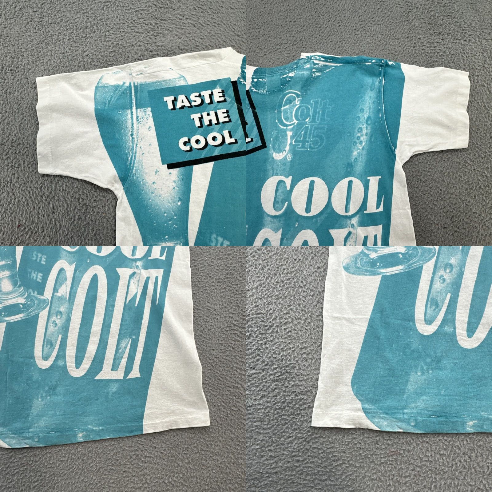 Fruit Of The Loom VINTAGE 90s Cool Colt 45 Malt Liquor AOP Single Stitch Size Large Taste The Cool T-Shirt Mens White 90s Vintage Size US L / EU 52-54 / 3 - 9 Thumbnail