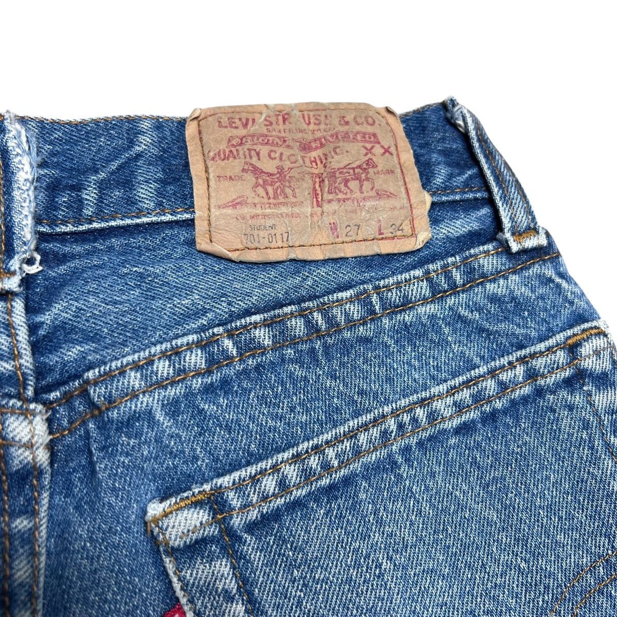 Levi's Vtg 1980s Levi’s 701 Button Fly Student USA Blue Denim Jeans Size 25" / US 0 / IT 36 - 7 Thumbnail