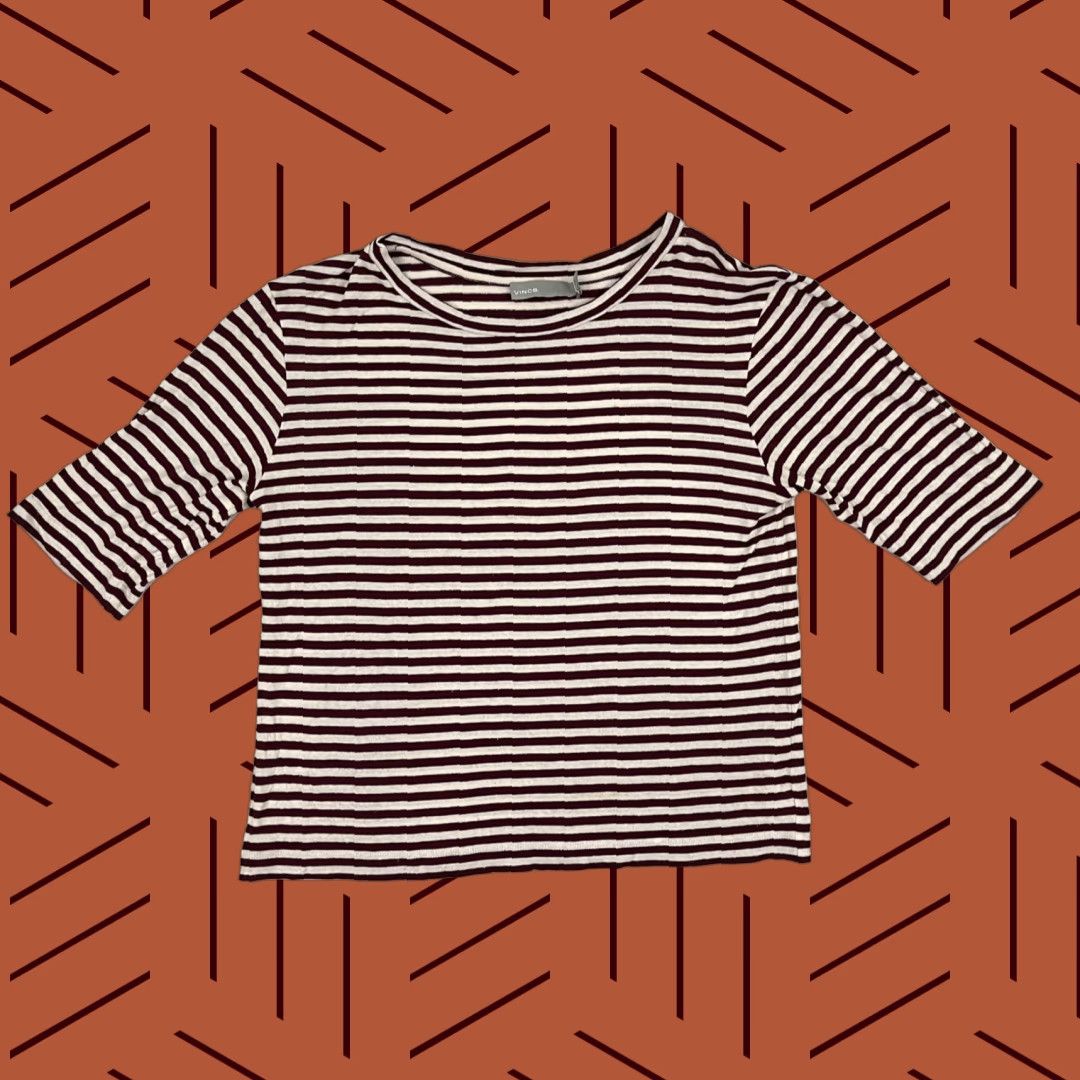 Nike Vince Blouse Womens Small Crop Red Cream Striped Silk Viscose Candy Cane Holiday Size M / US 6-8 / IT 42-44 - 1 Thumbnail