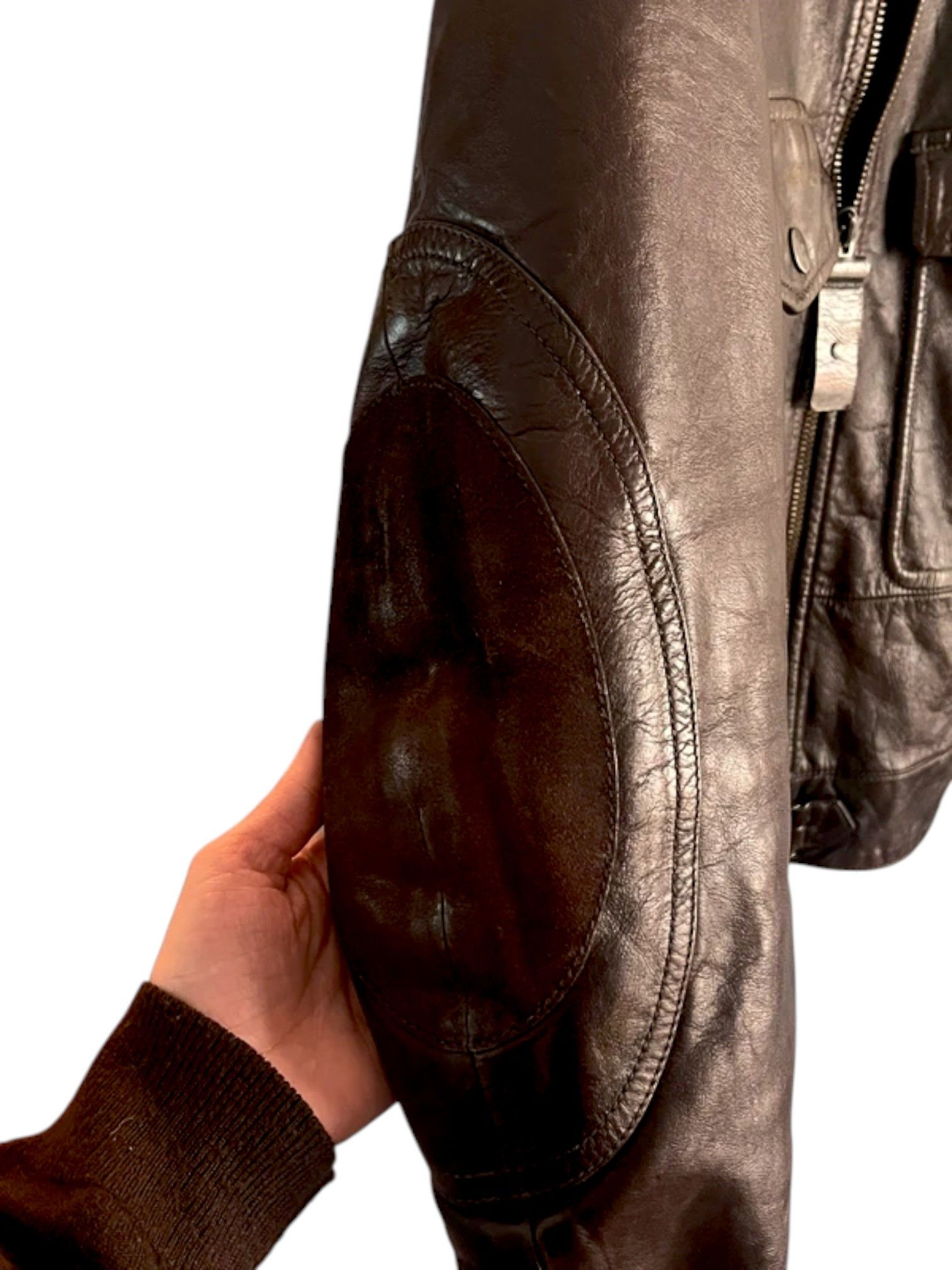 Giorgio Armani Armani Jeans Brown Leather Bomber Jacket Size US M / EU 48-50 / 2 - 3 Thumbnail