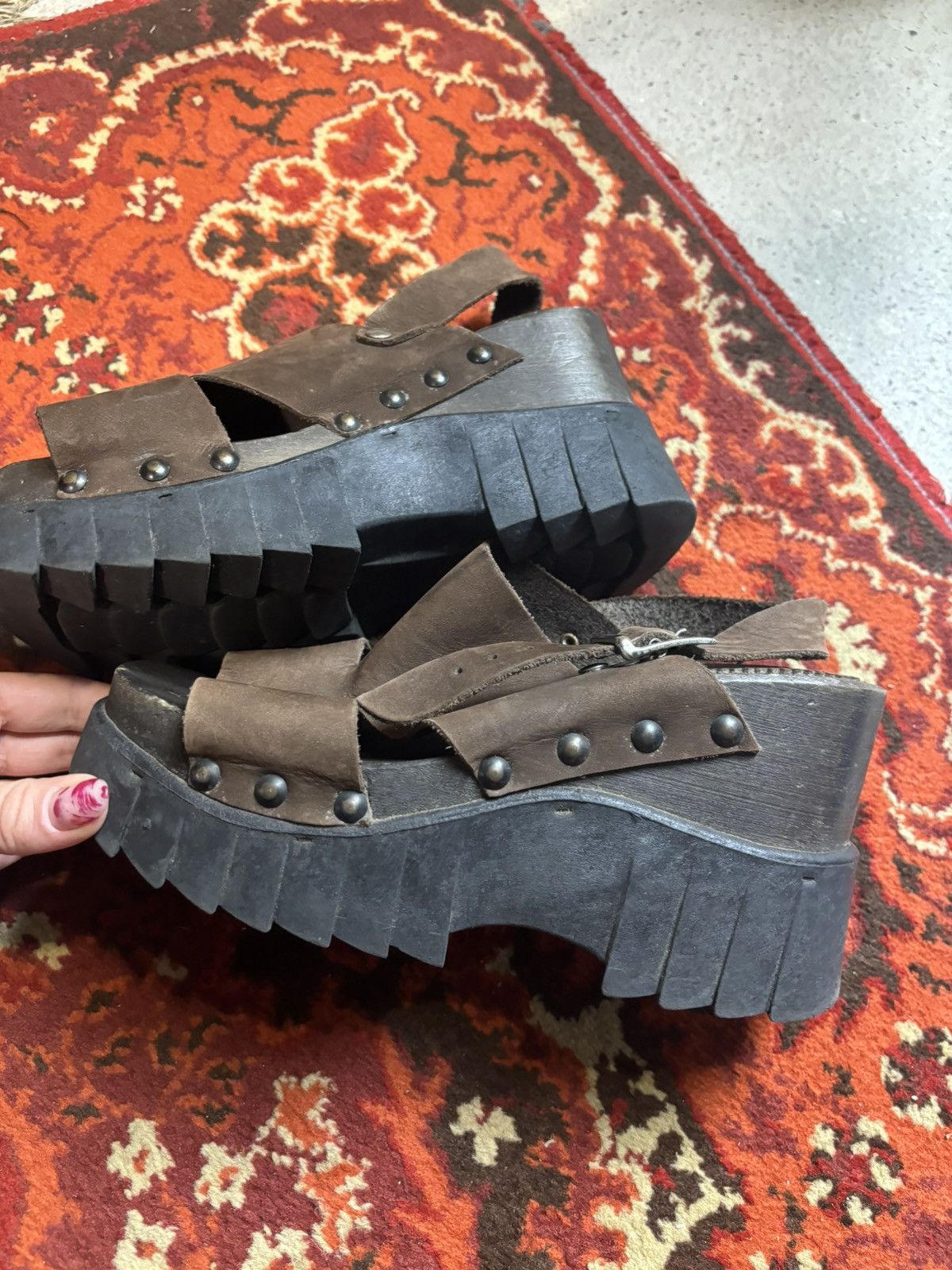 Japanese Brand × Vintage Vintage Shellys platform heels steampunk design shoes Size US 7 / IT 37 - 1 Thumbnail