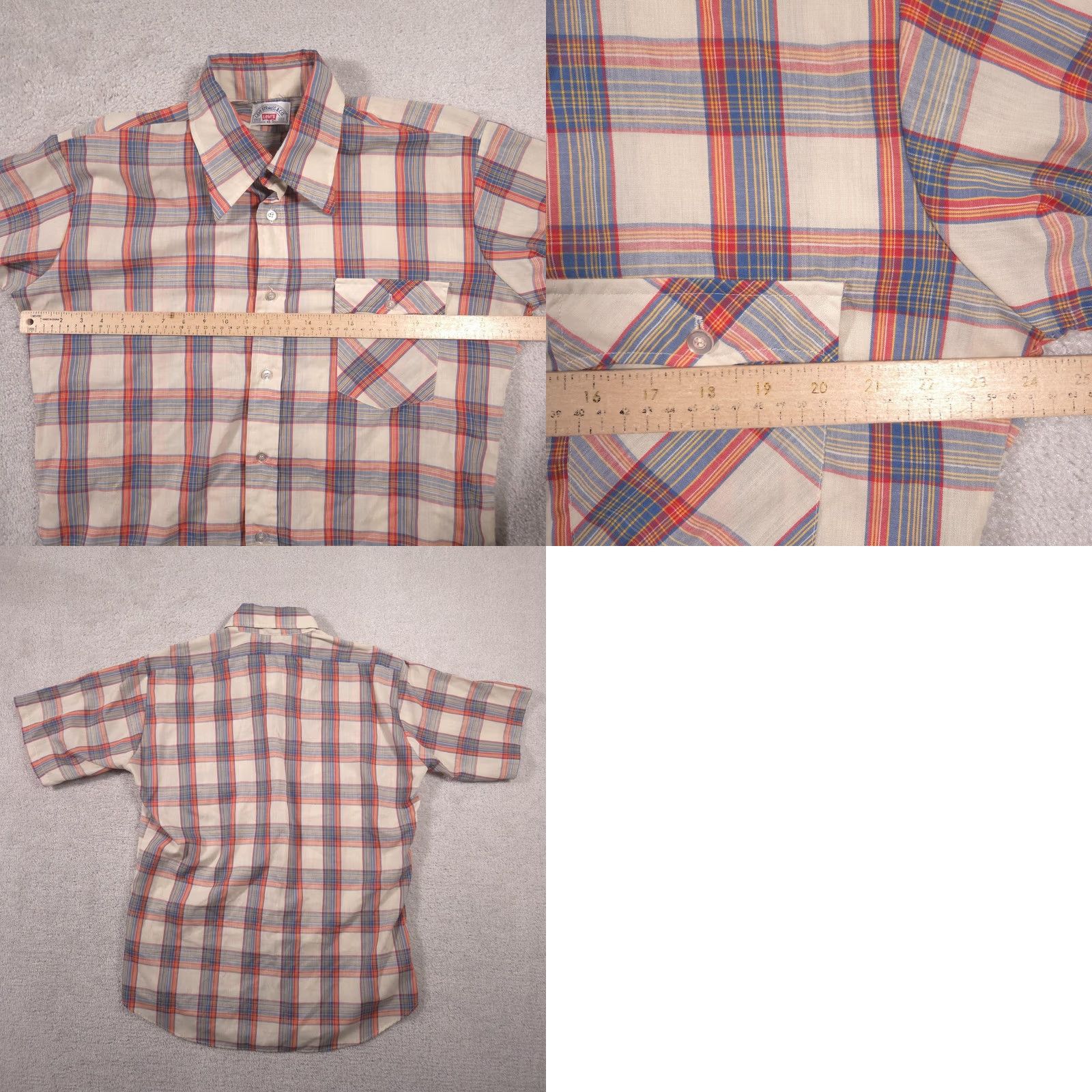 Levi's Levi's Shirt Mens XL Beige Plaid Button Front Short Sleeve Casual Summer Womens? Mens Size US XL / EU 56 / 4 - 8 Thumbnail