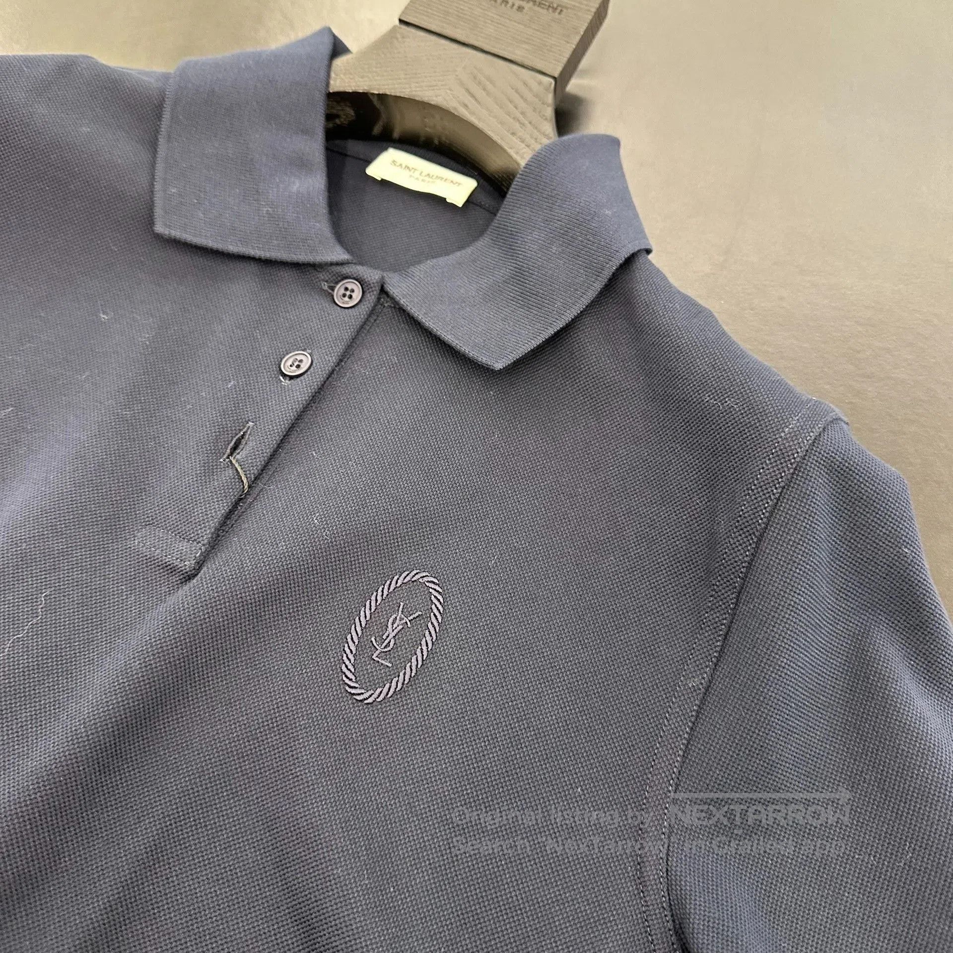Saint Laurent Paris Saint Laurent Dark Blue Cropped Polo. Size M / US 6-8 / IT 42-44 - 2 Thumbnail