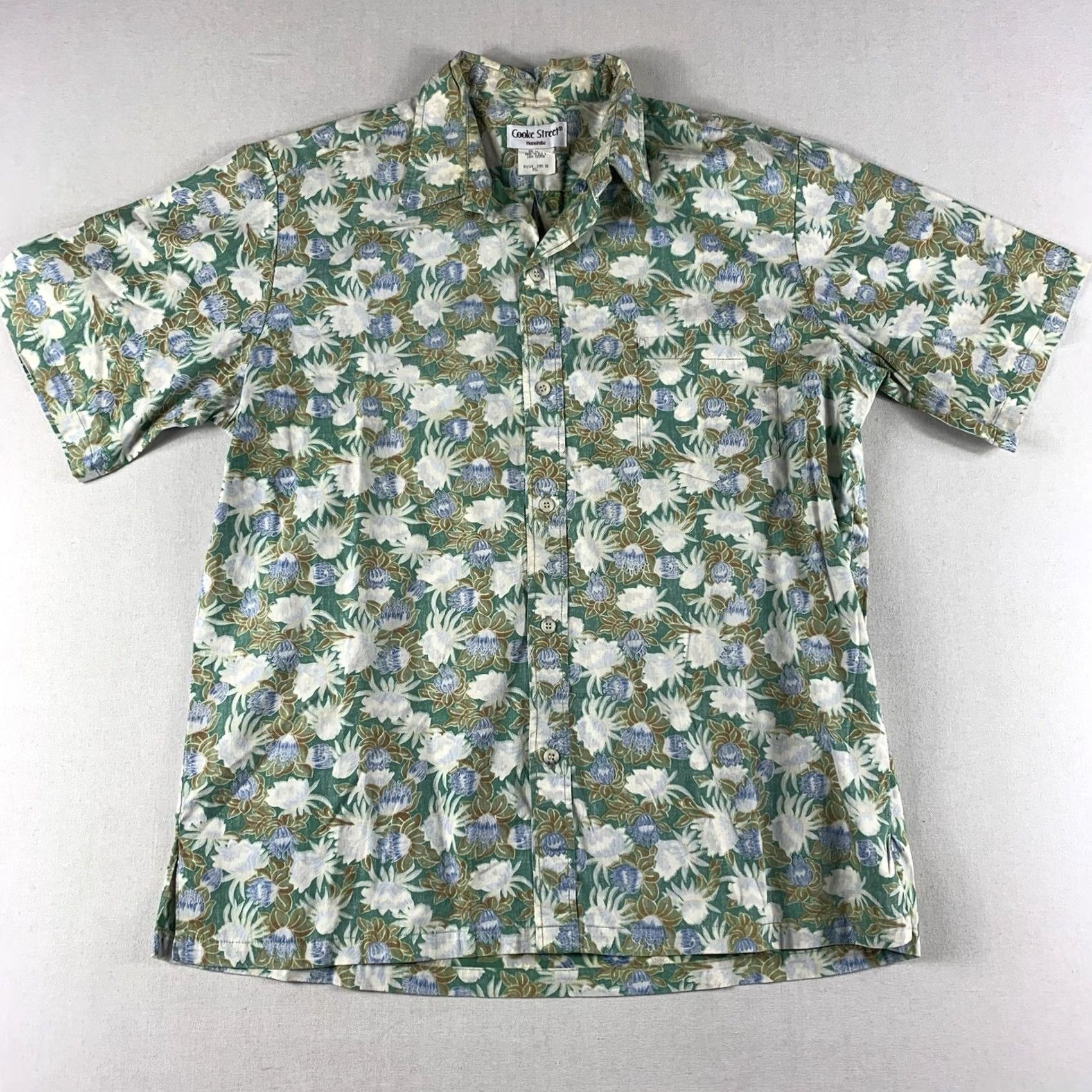 Vintage VINTAGE Cooke Street Shirt Mens XL GREEN Floral Button Hawaiian Made In USA COTTON Size US XL / EU 56 / 4 - 2 Thumbnail