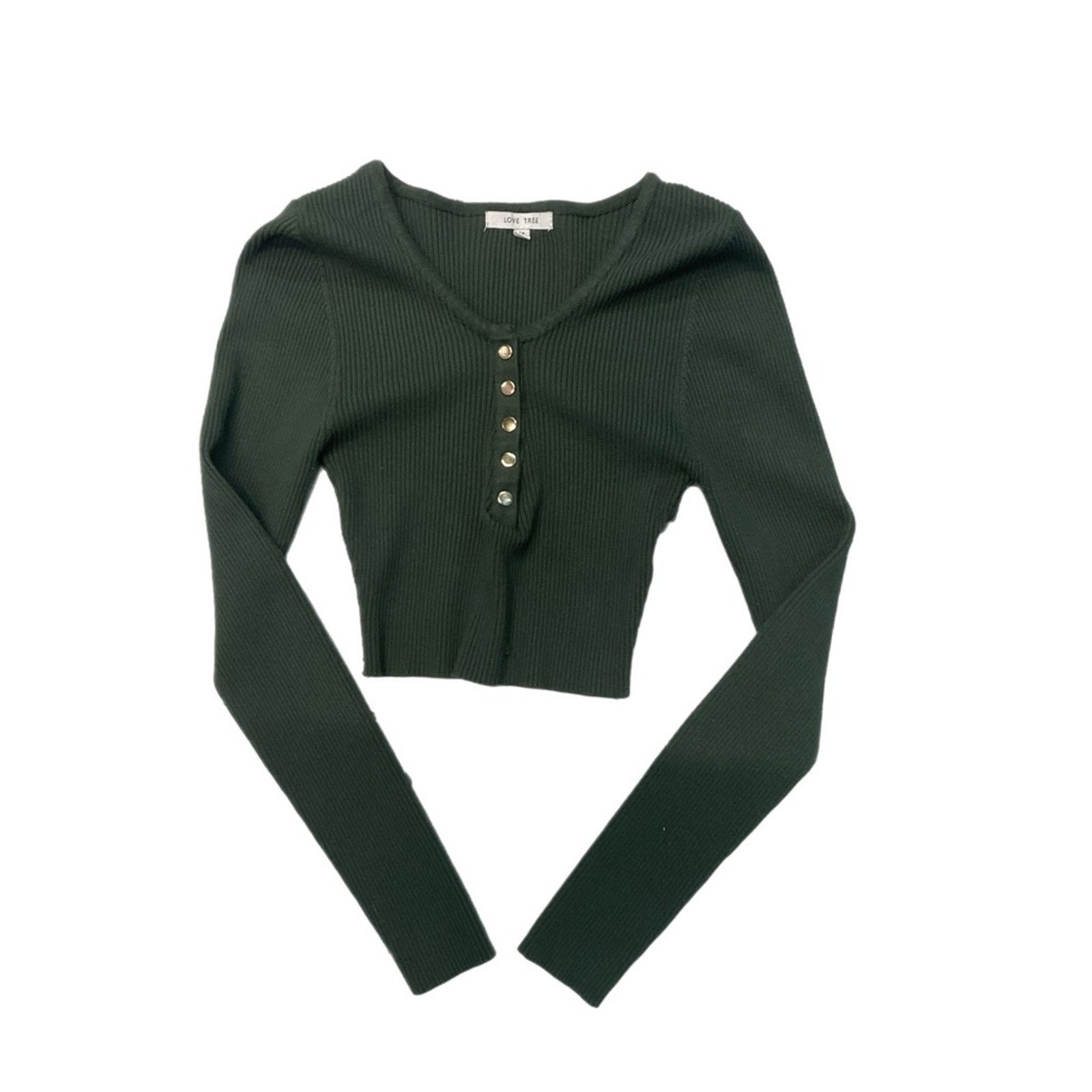 Vintage Love Tree Olive Green Crop Top Women’s Size M / US 6-8 / IT 42-44 - 1 Thumbnail