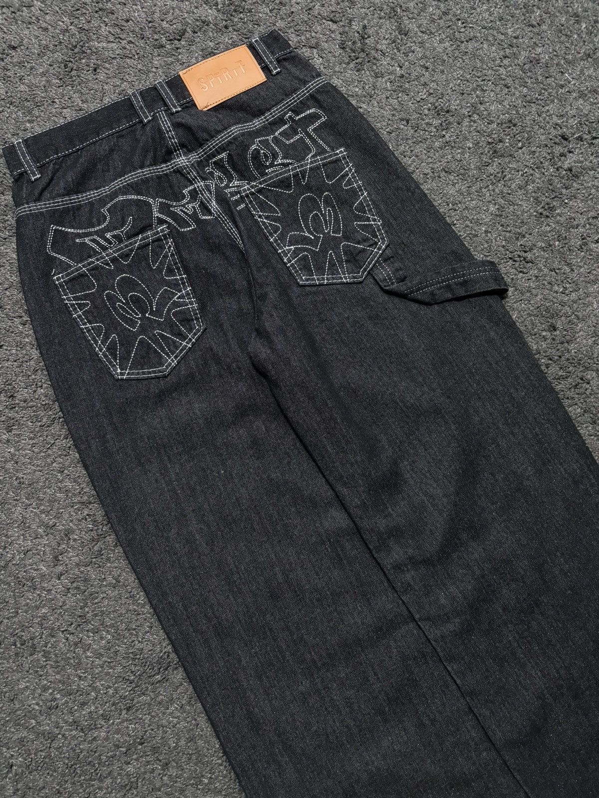 Vintage Vintage very rare embroidered spirit dark gray baggy jeans Size US 30 / EU 46 - 3 Thumbnail