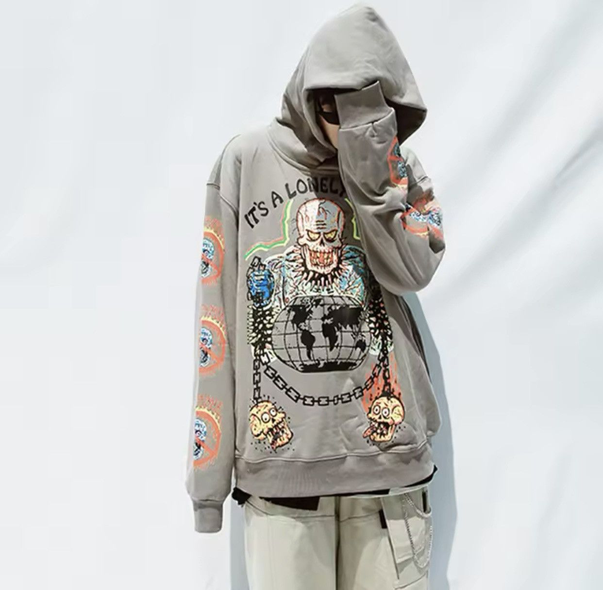 Japanese Brand Fleece Skull Graffiti Mens Sweatshirt Oversize Size US M / EU 48-50 / 2 - 3 Thumbnail