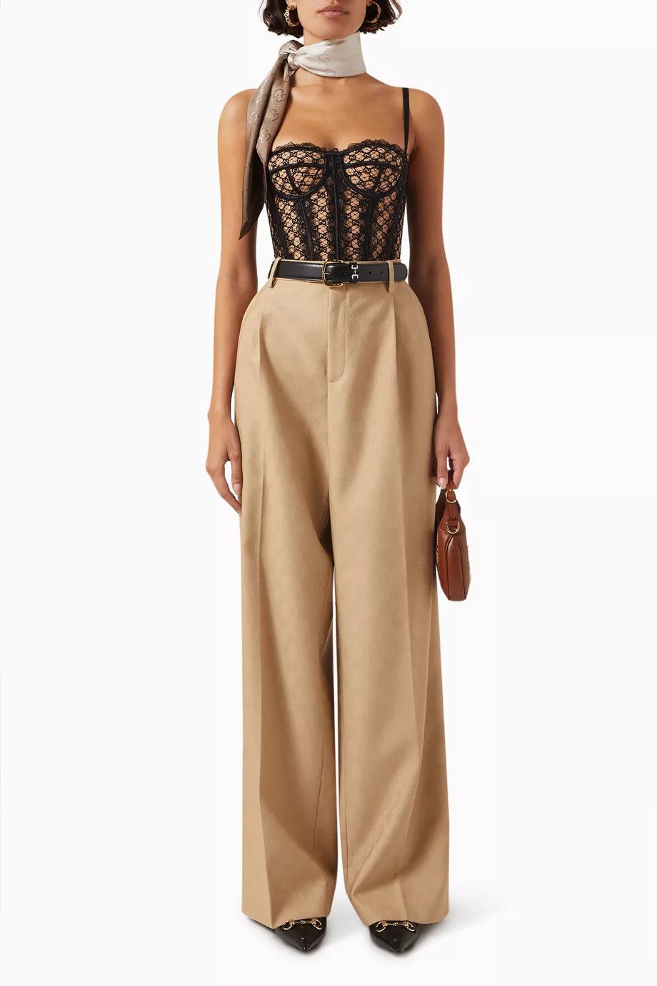 Gucci oc11z0126 GG Net Corset Top In Black/Nude Size XS / US 0-2 / IT 36-38 - 3 Thumbnail