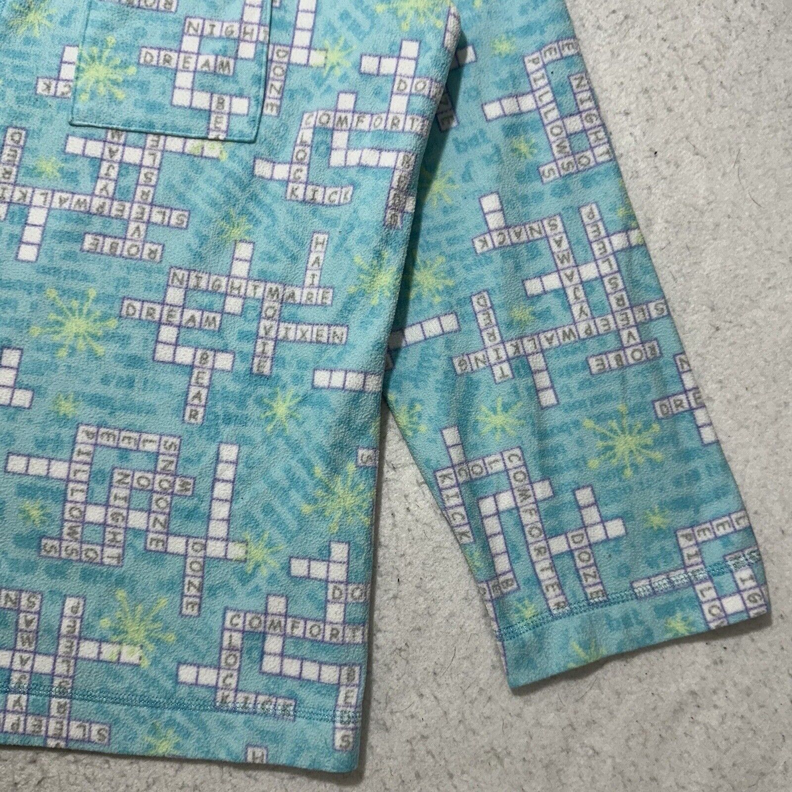 Other Adonna XL Button Down Fleece Shirt Crossword Puzzle Top Blue Size XL / US 12-14 / IT 48-50 - 6 Thumbnail
