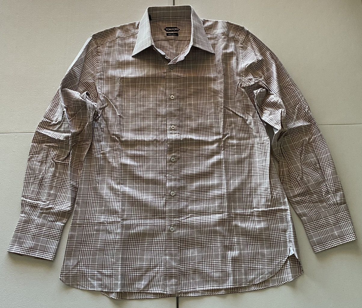 Tom Ford Tom Ford light brown glen check shirt 17 43e NEW Size US L / EU 52-54 / 3 - 1 Thumbnail