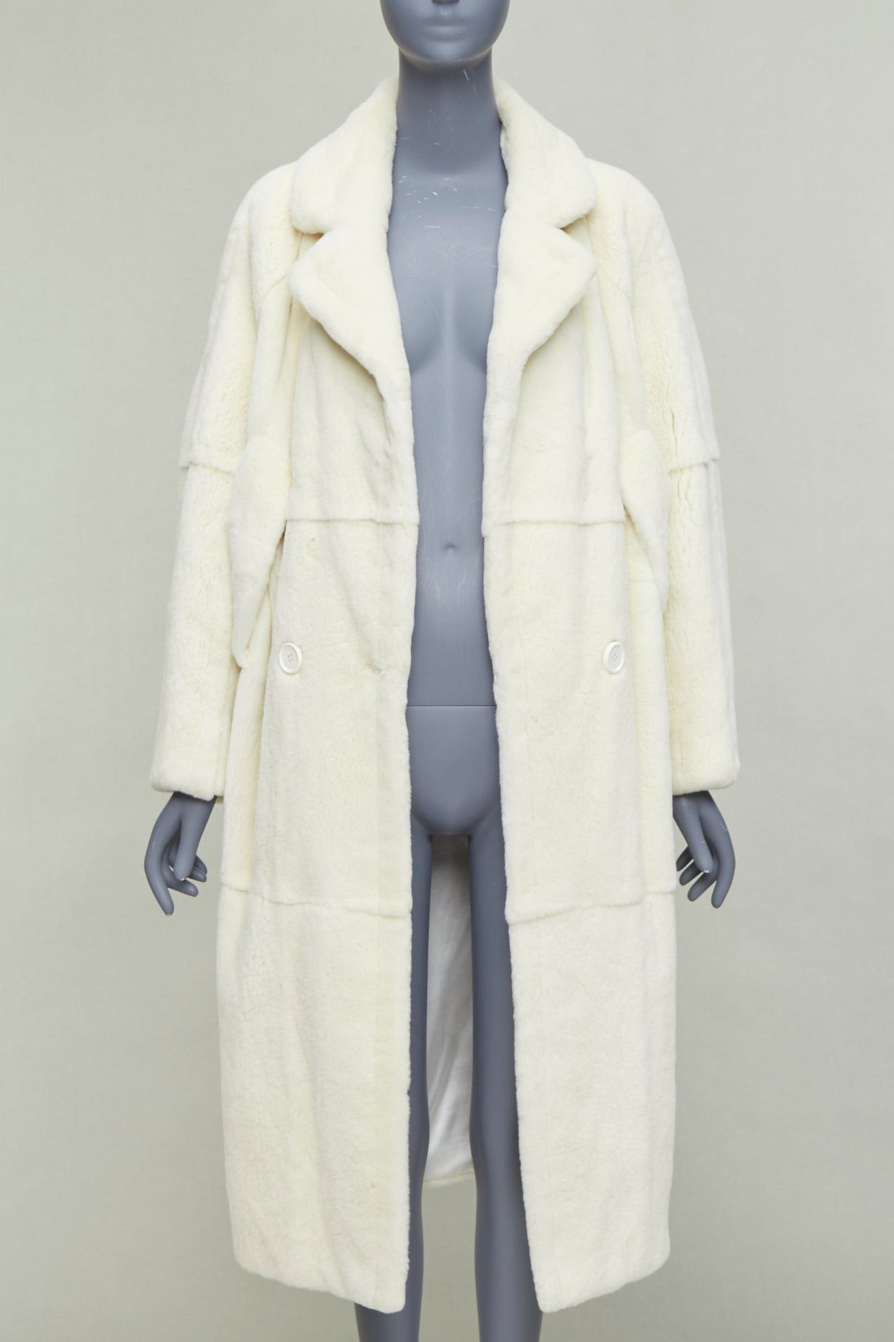 Other QIQIFUR off white real fur patchwork big belt loop long coat FR38 M Size M / US 6-8 / IT 42-44 - 1 Thumbnail