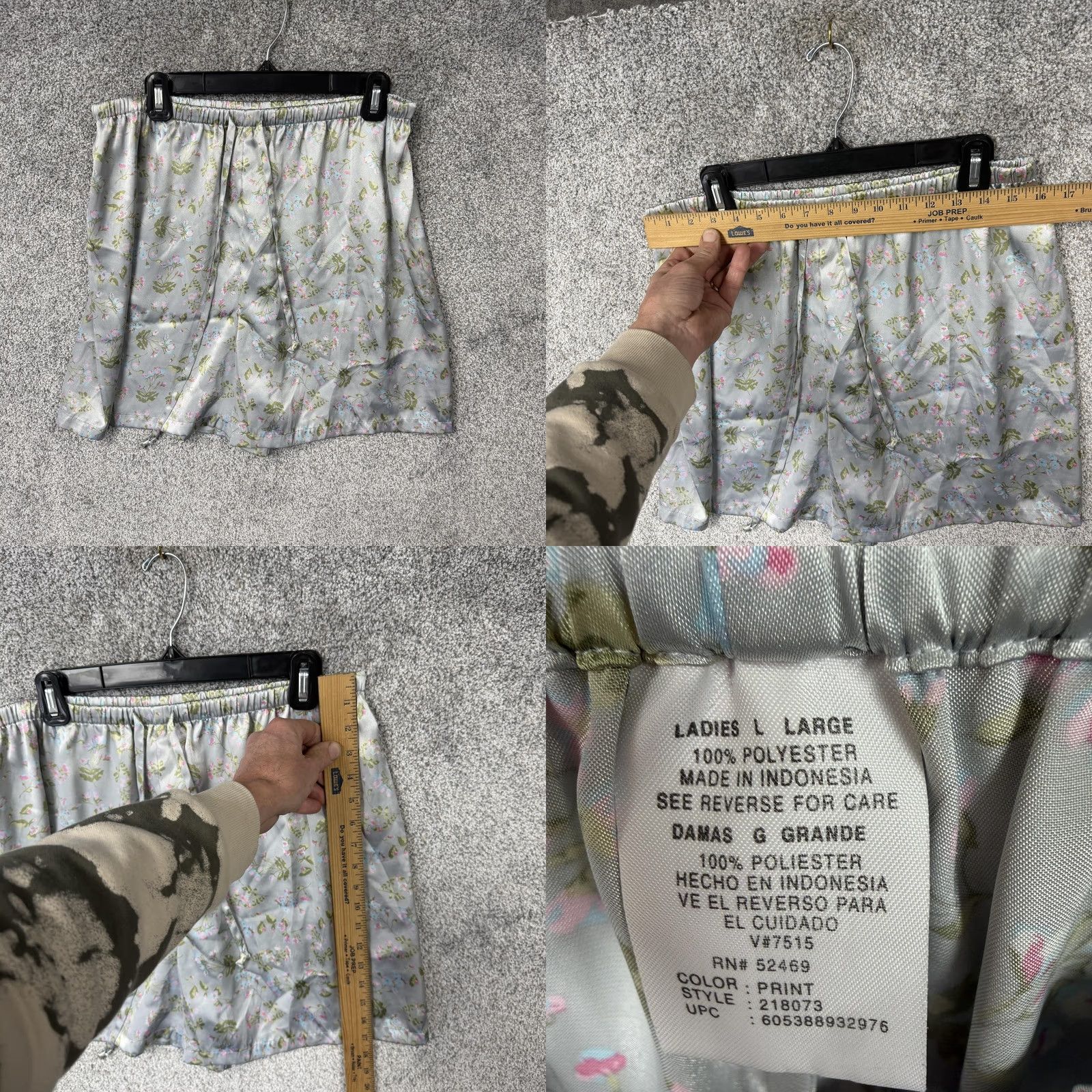 Vintage VINTAGE Secret Treasures Pajama Set Satin Camisole Top & Shorts Floral Gray L Women Size ONE SIZE - 8 Thumbnail