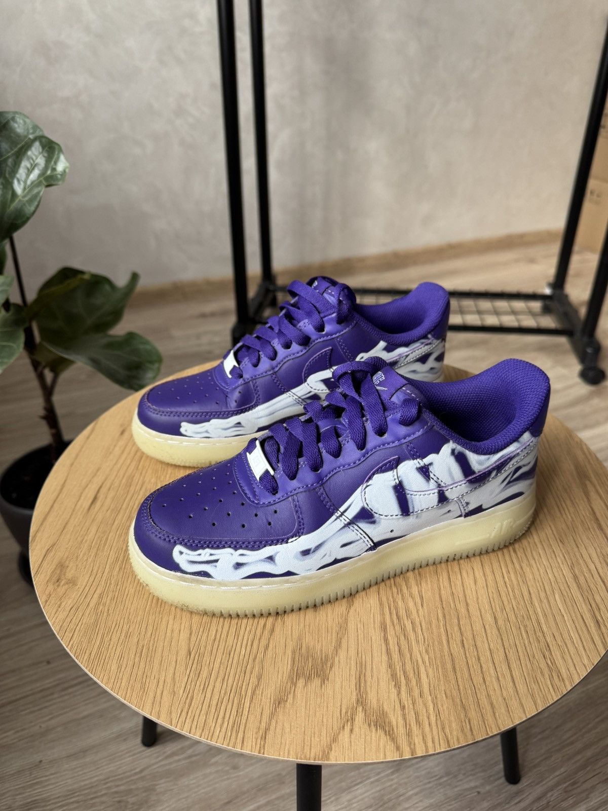 Nike Nike Air Force 1 Purple Skeleton Halloween Low Top Sneakers Size US 5.5 / IT 35.5 - 2 Thumbnail