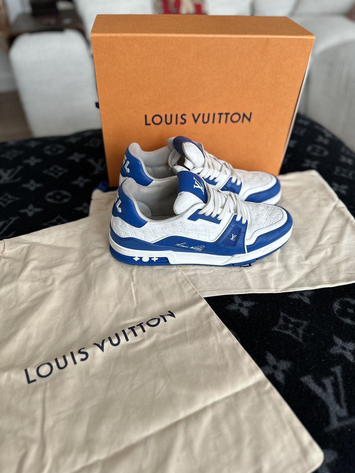 Louis Vuitton Louis Vuitton Trainer Sneaker Blue VL0272 mini monogram#54 Size US 11 / EU 44 - 1 Thumbnail