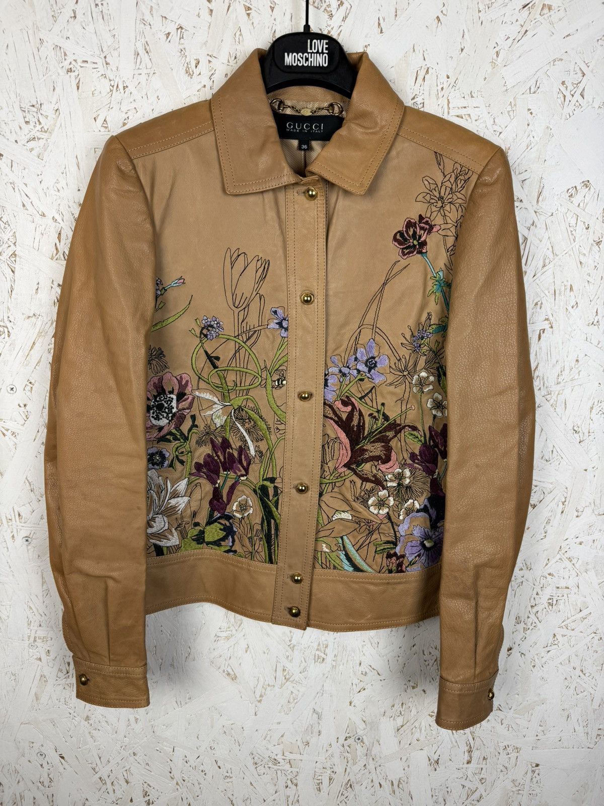 Gucci Gucci SS13 Floral Embroidery Leather Jacket Beige Size 36 Size XS / US 0-2 / IT 36-38 - 1 Thumbnail