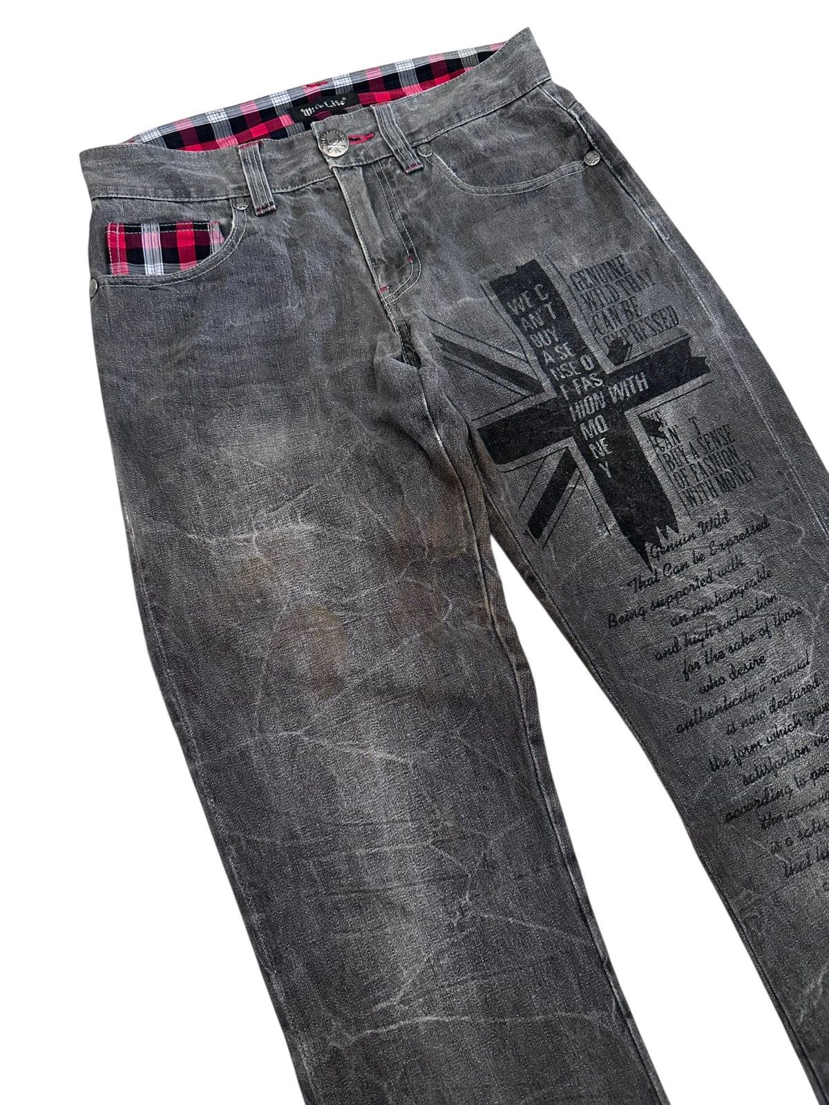 Japanese Brand 🇯🇵 Skull Bones Punk Rock Denim Pants Size US 30 / EU 46 - 3 Thumbnail