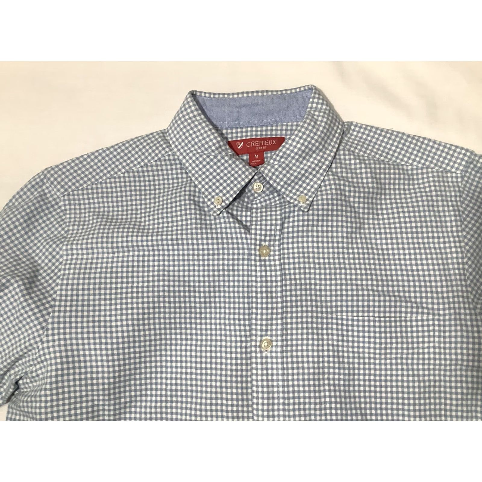 Cremieux Cremieux Shirt Mens Medium Blue Gingham Slim Fit Supima Cotton Button Front Size US M / EU 48-50 / 2 - 2 Thumbnail