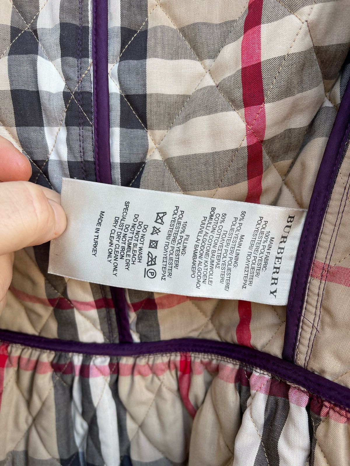 Burberry Burberry Brit Women Purple Check Quilted Lightweight Jacket Size S / US 4 / IT 40 - 14 Thumbnail