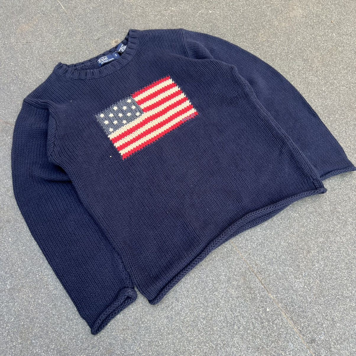 Designer × Polo Ralph Lauren × Vintage Vintage Polo Ralph Lauren American Flag Knit Sweater Size US S / EU 44-46 / 1 - 2 Thumbnail