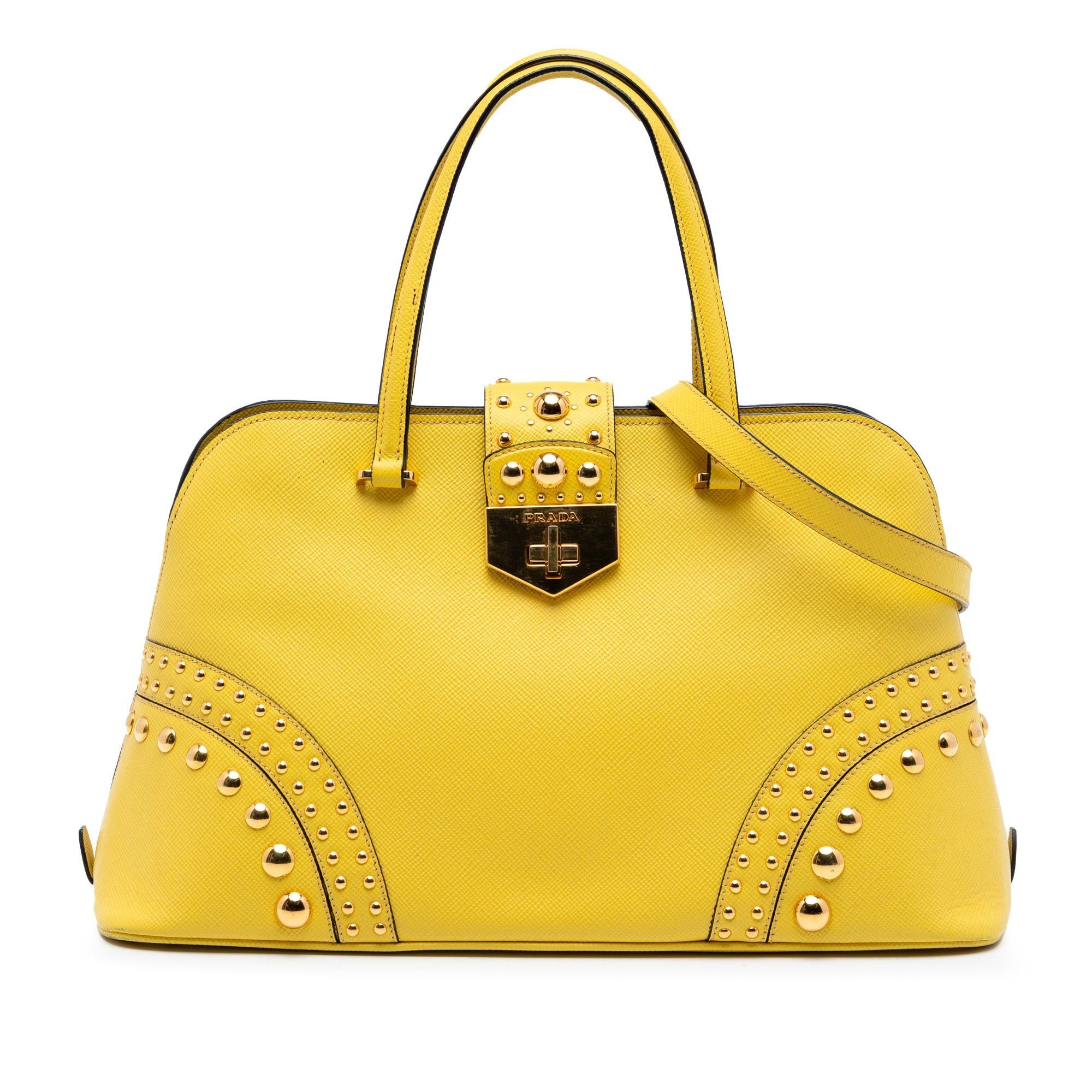 Prada Studded Saffiano Cuir Promenade Satchel Size ONE SIZE - 1 Thumbnail
