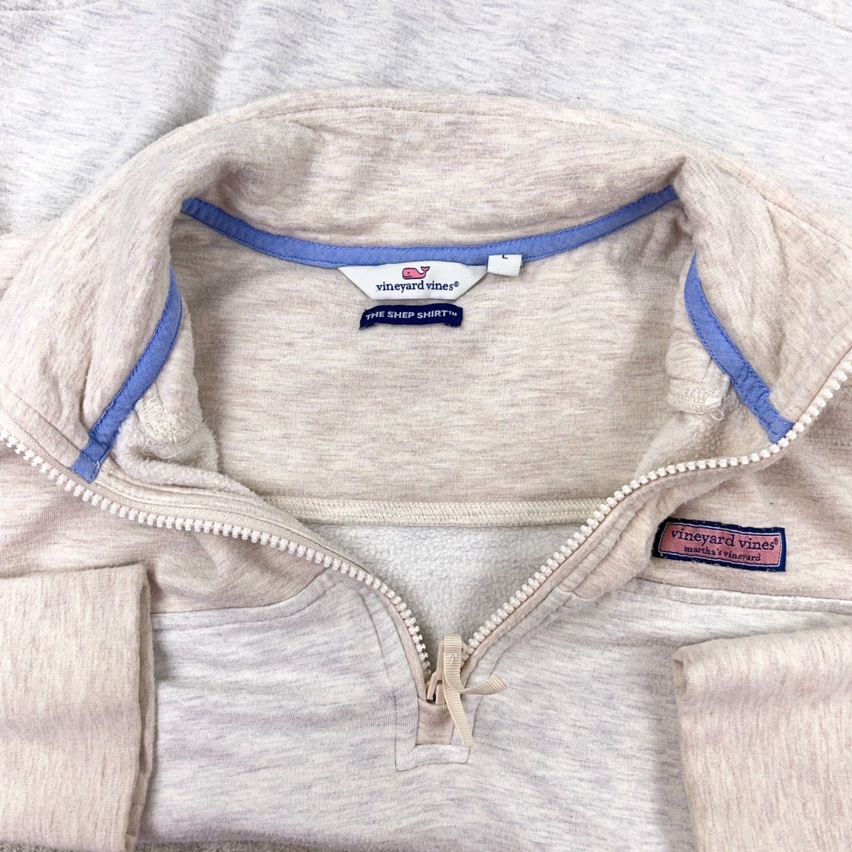 Vineyard Vines Vineyard Vines Sweater Men Large Tan Gray Pullover Quarter Zip Shep Shirt Size US L / EU 52-54 / 3 - 6 Thumbnail