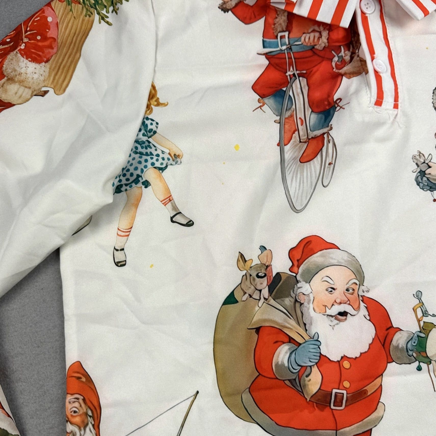Vintage Santa Claus Christmas Shirt Medium White Red Striped Collar Long Sleeve Womens Size M / US 6-8 / IT 42-44 - 7 Thumbnail