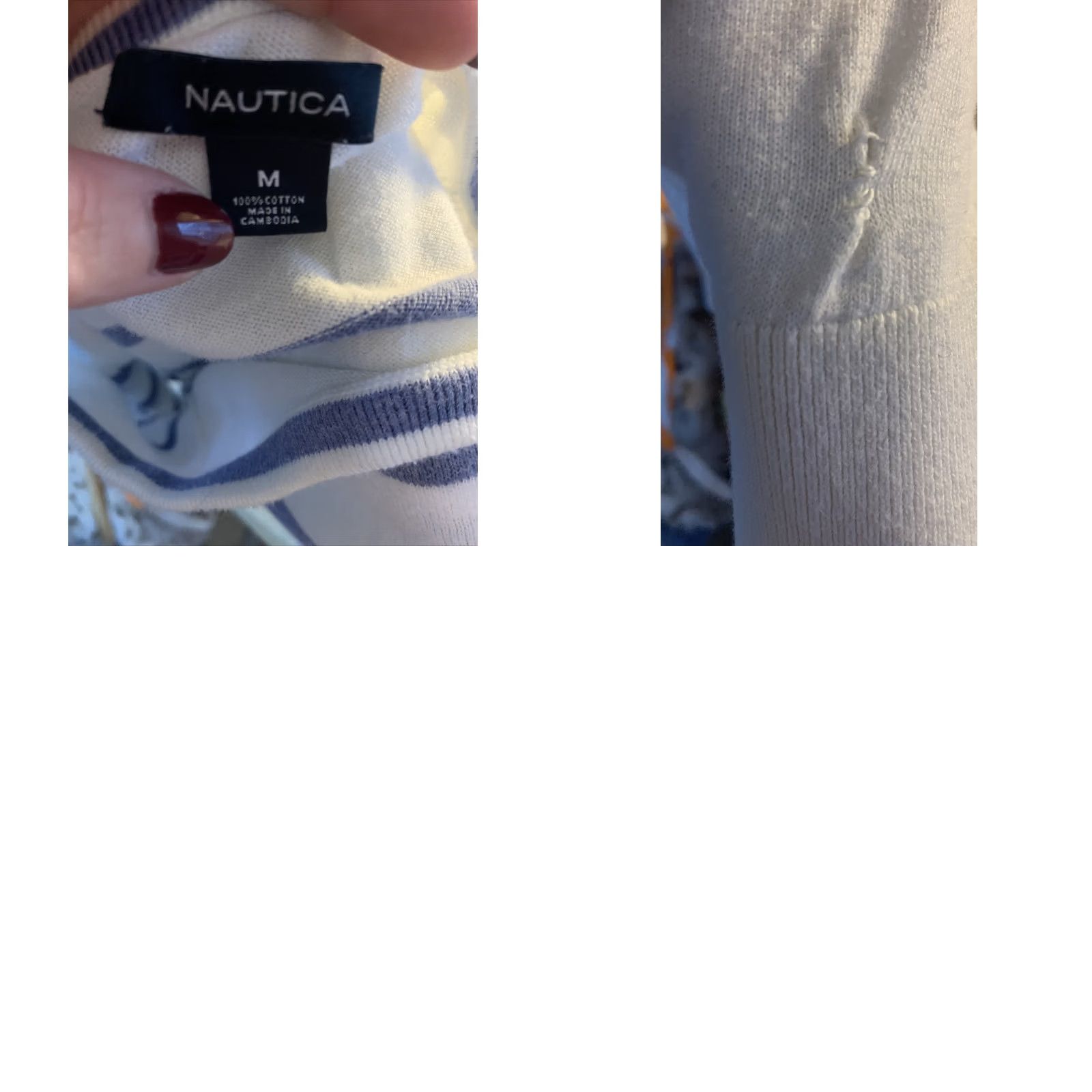 Nautica Nautica Women’s Knit Long Sleeve Sweater Top M Ivory/Blue, 100% Cotton, Striped, Round Neck, Pullover, Pre Owned, Regular Size, Womens Size M / US 6-8 / IT 42-44 - 8 Thumbnail
