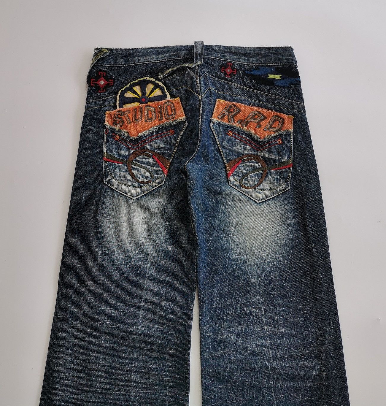 Japanese Brand Flared Bootcut Studio Red Pepper Embroidery Jeans Size 28" / US 6 / IT 42 - 3 Thumbnail