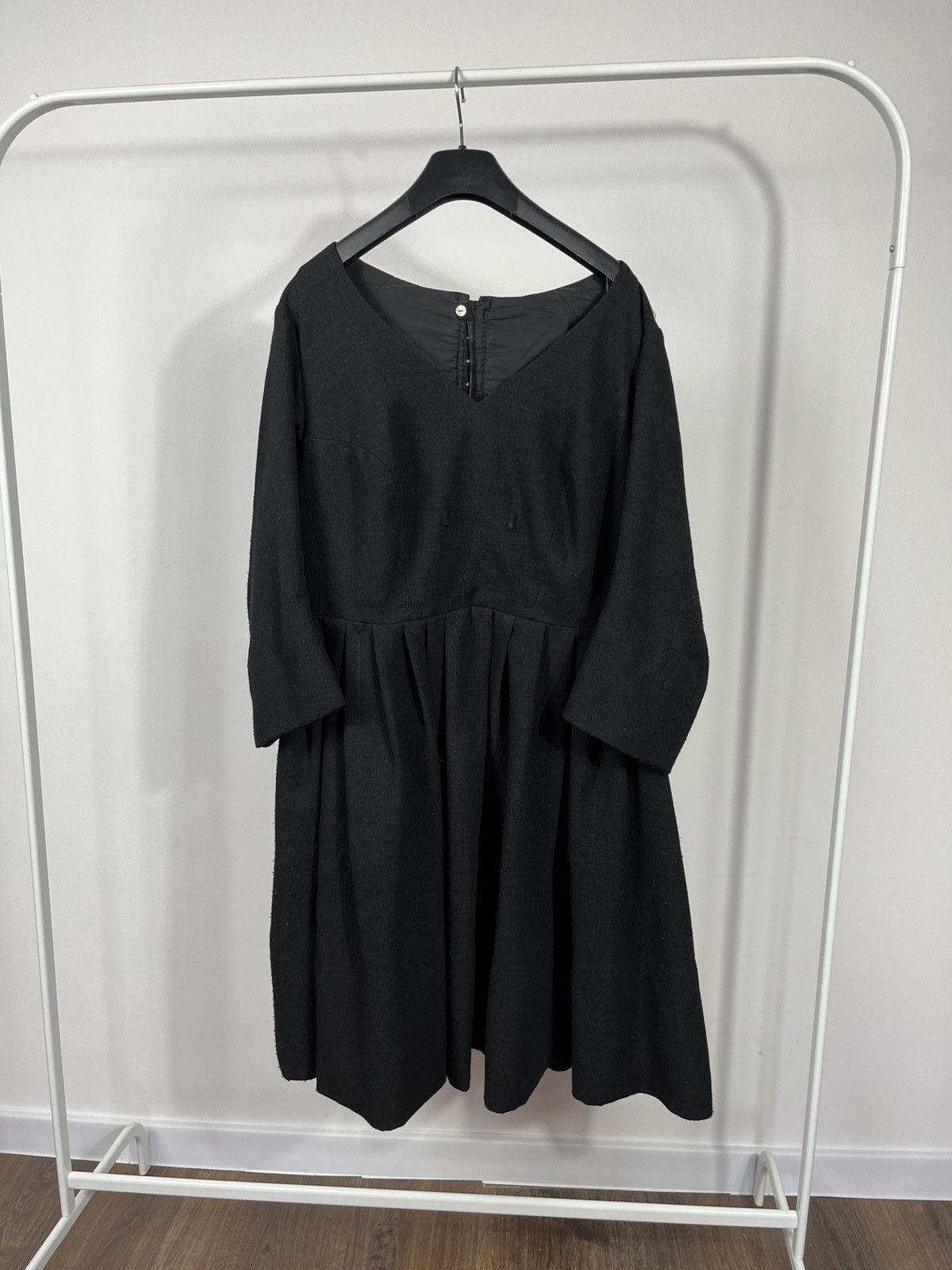 Vintage Rare Antique Black Pleated Dress With Hooks & Lining Size L / US 10 / IT 46 - 1 Thumbnail