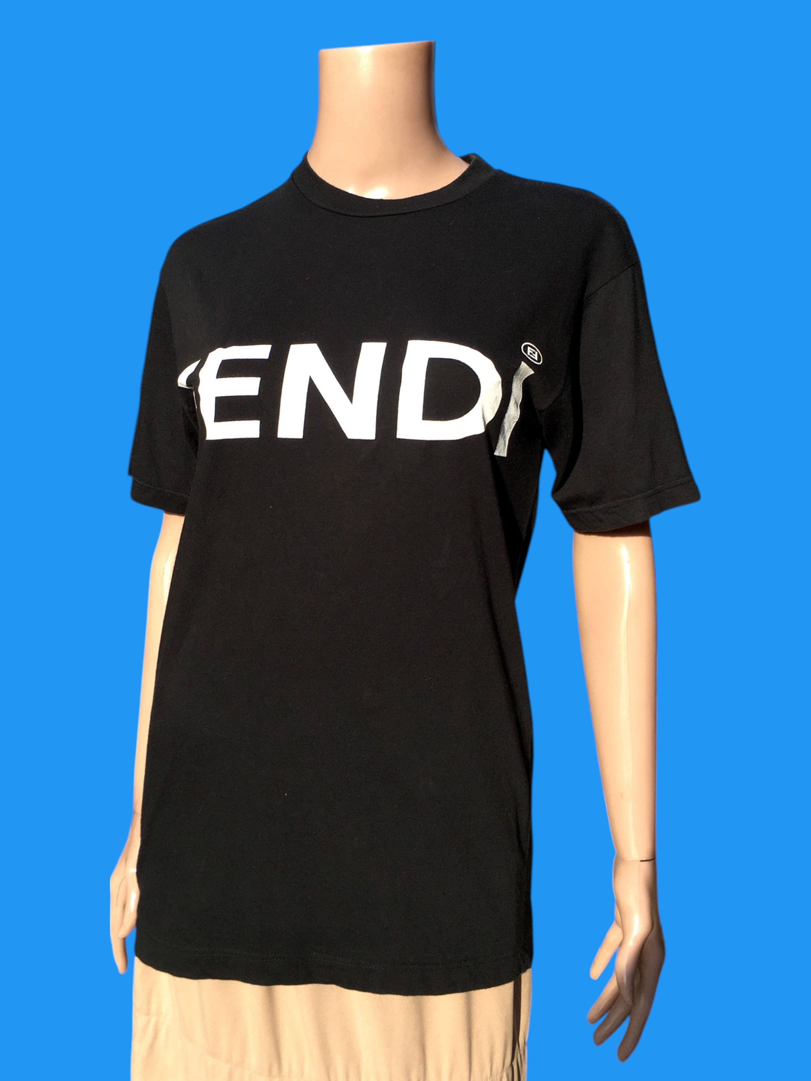 Fendi FENDI Black T-Shirt Crew Neck Classic Logo Print Size 4 US Size S / US 4 / IT 40 - 2 Thumbnail