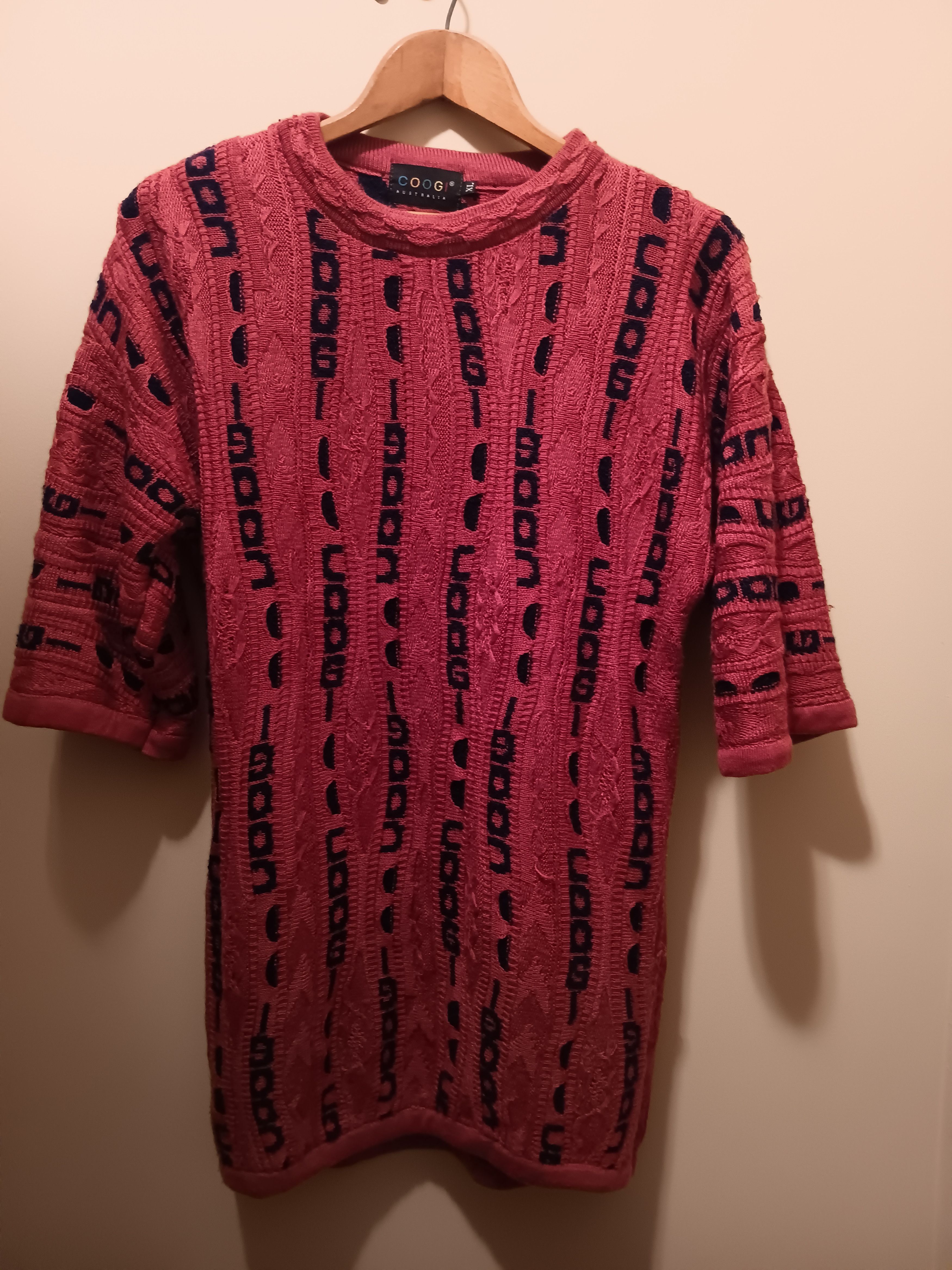 image of Vintage Coogi Short Sleeve Sweater in Magenta, Men's (Size XL)