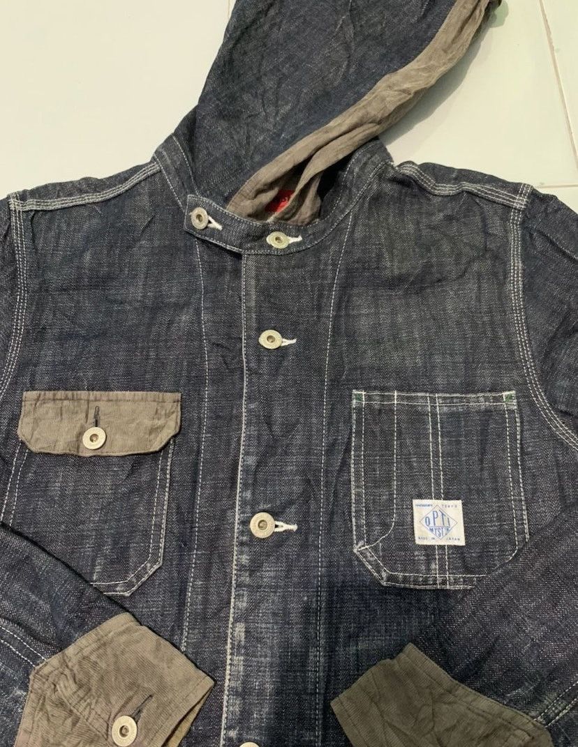 Japanese Brand × Vintage Vintage Optymystic Hooded Denim Jacket Size US M / EU 48-50 / 2 - 14 Thumbnail