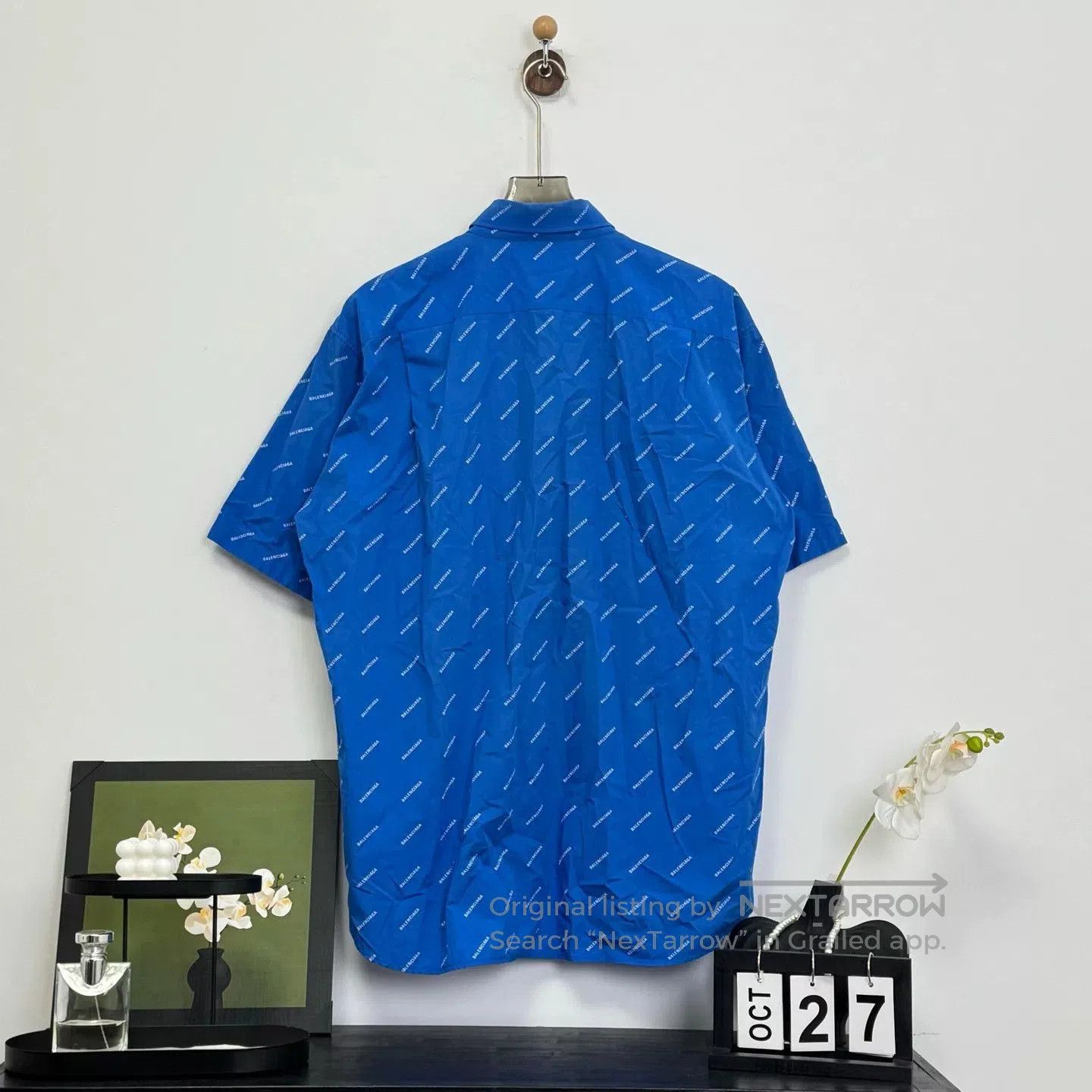 Balenciaga Balenciaga Blue Logo Short Sleeve Shirt. Size US XXS / EU 40 - 2 Thumbnail