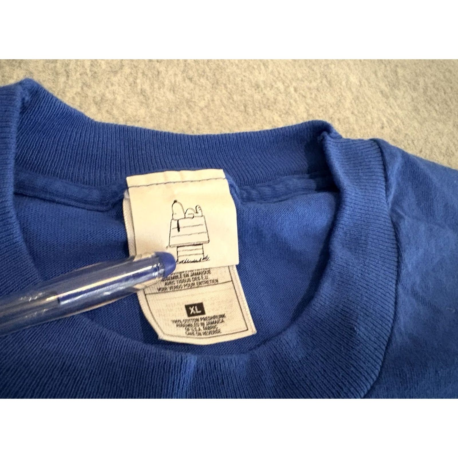 Peanuts VINTAGE Too Cute Inc Peanuts Snoopy Embroidered Blue T-Shirt XL Crew Neck Short Sleeve Men MENS Size US XL / EU 56 / 4 - 4 Thumbnail