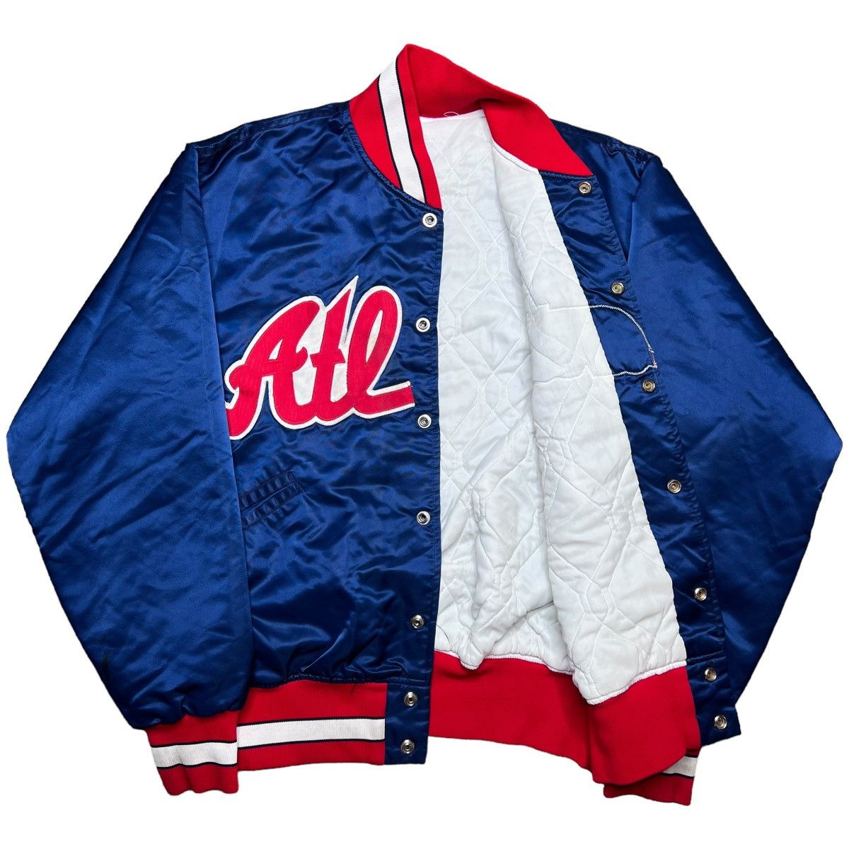 MLB × Vintage Vintage 1980s MLB Atlanta Braves Satin Bomber Jacket Size US L / EU 52-54 / 3 - 2 Thumbnail
