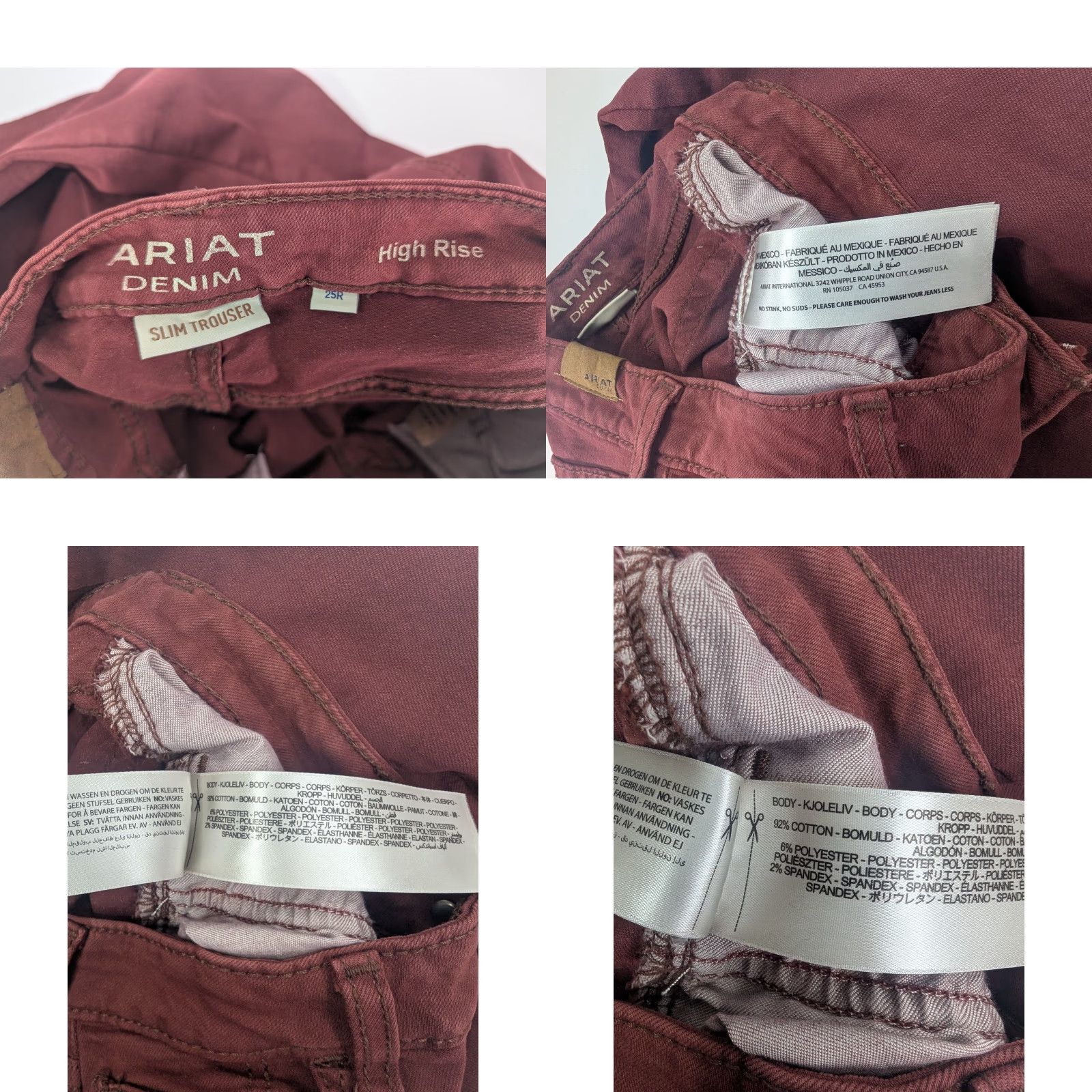 Ariat Ariat Jeans Womens 25R Slim Wide Leg Trouser High-Rise Cherry Mahogany Red Denim 5-Pocket Western Cowboy Boot Cut Wide-Leg 1900s? Size 42" / US 20 - 9 Thumbnail