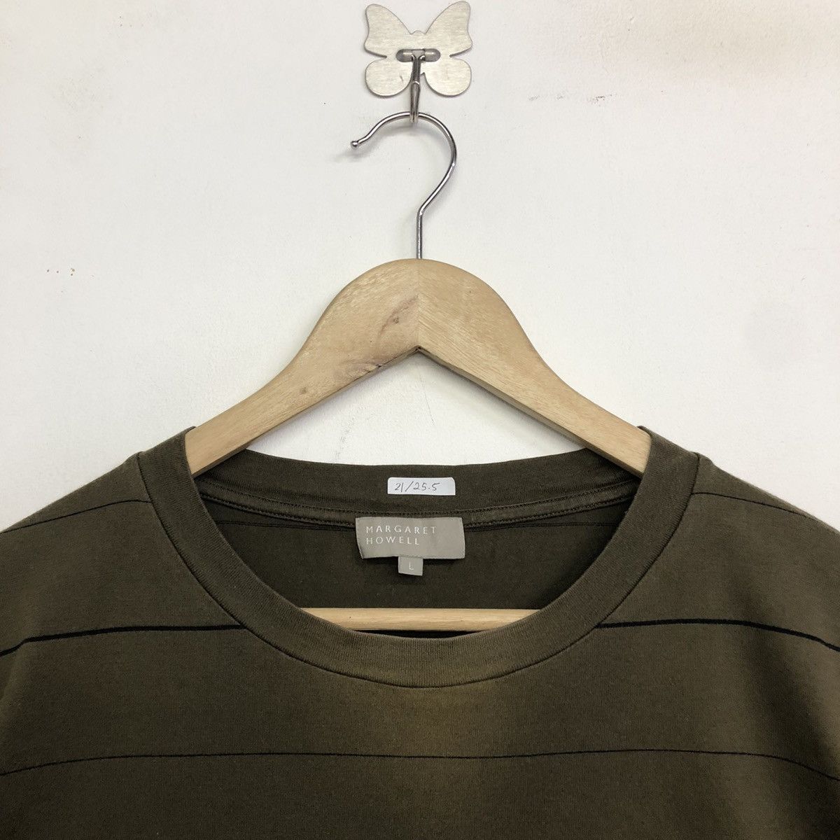 Margaret Howell Margaret Howell Olive Green Matelot Stripe Shirt Size US L / EU 52-54 / 3 - 3 Thumbnail
