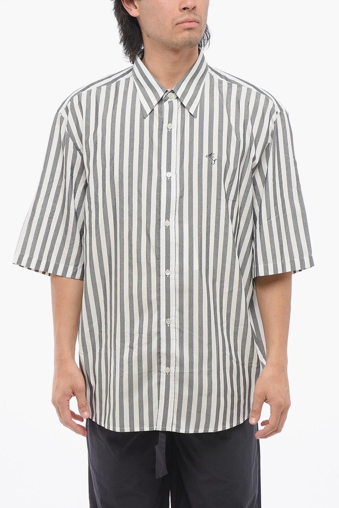 Acne Studios og1mm0325 Awning Striped Shirt in White Grey Size US L / EU 52-54 / 3 - 1 Thumbnail