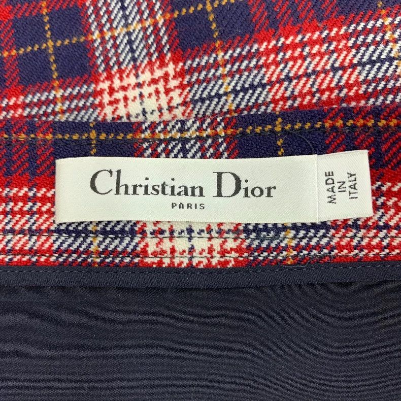 Dior Dior Dark red plaid wool single-breasted casual skirt short Size 24" / US 00 / IT 34 - 6 Thumbnail