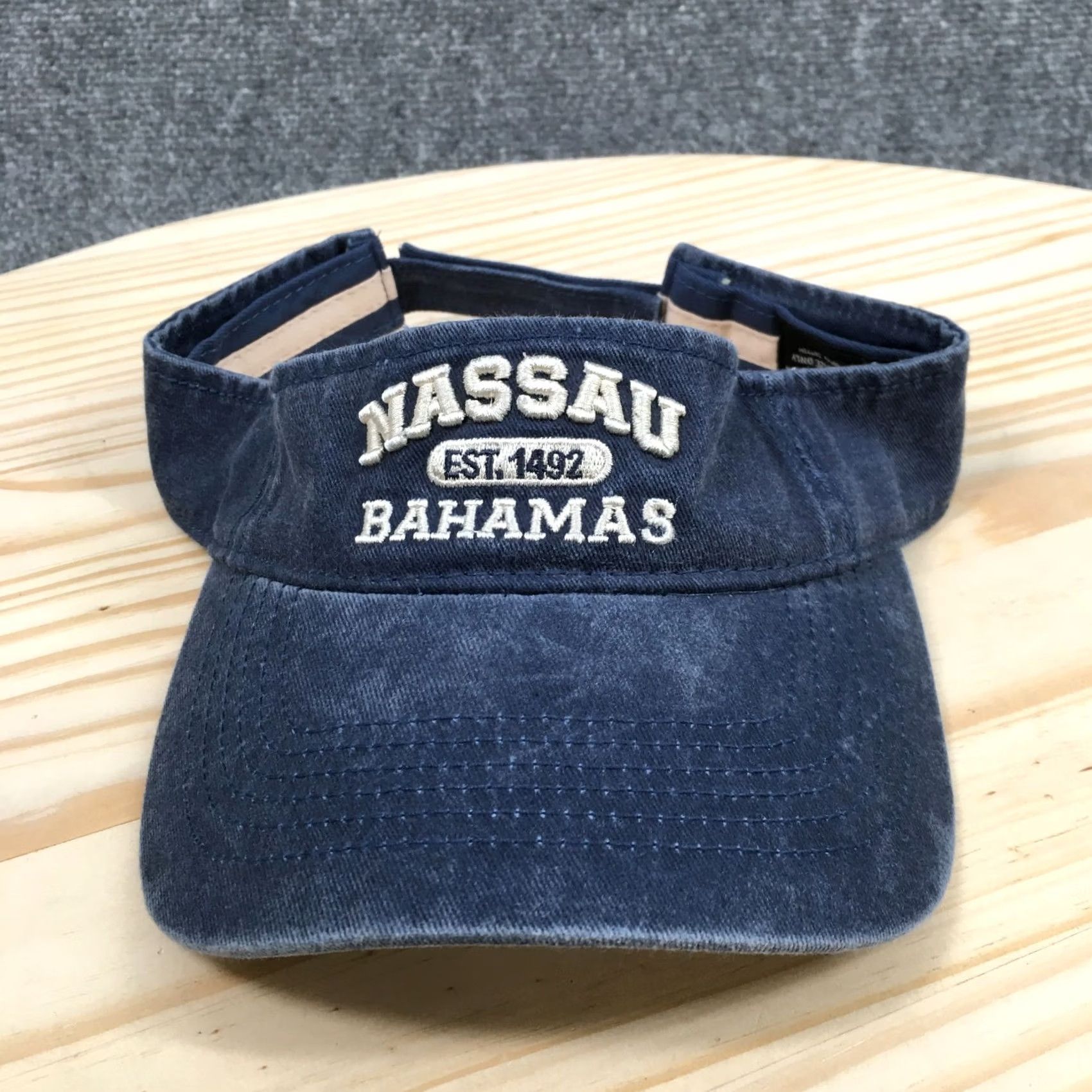 Logo 7 Jo Anns Visor Hat Blue OS Curved Brim Embroidered Logo Nassau Bahamas Unisex Size ONE SIZE - 2 Thumbnail