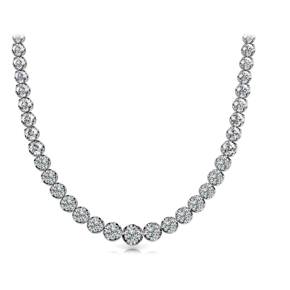 image of Tiffany Co Cubic Zirconia Miracle Set Riviera Necklace In Sterling Silver 7 Carats, Women's