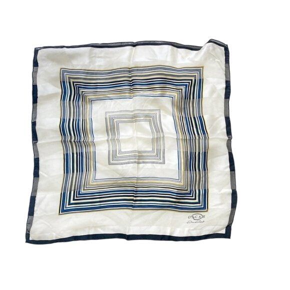 Oscar De La Renta Oscar De La Renta Ivory Silk Striped Scarf Square Sheer Box Size ONE SIZE - 1 Thumbnail