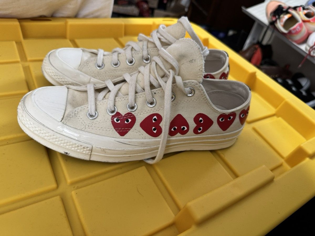 Comme des Garcons Comme Des Garçon Cream Sneakers with Red Heart Accents Size US 8 / EU 41 - 3 Thumbnail