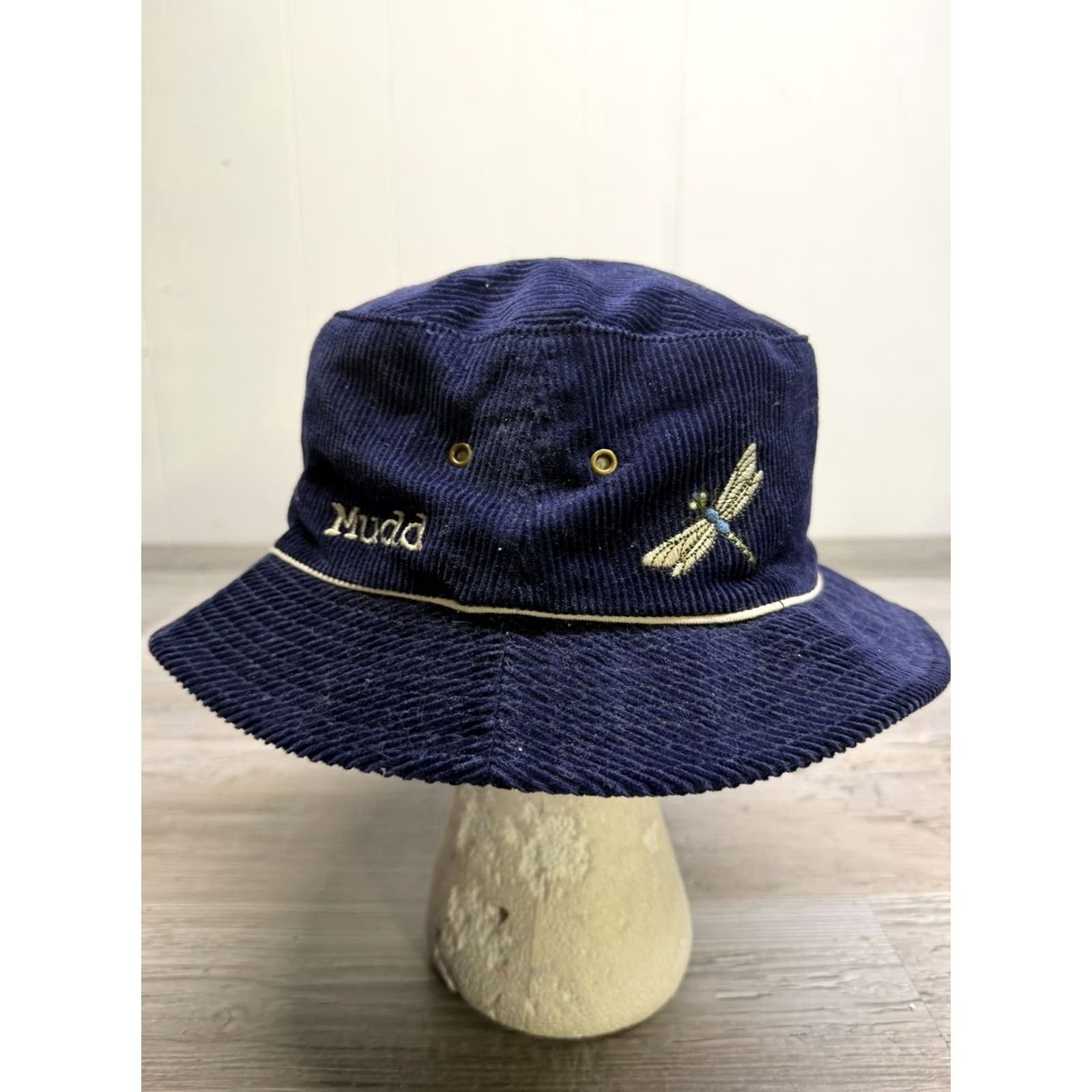 Vintage VINTAGE Mudd Bucket Hat Blue Corduroy Embroidered Dragonfly 90s Y2K Women Size ONE SIZE - 3 Thumbnail